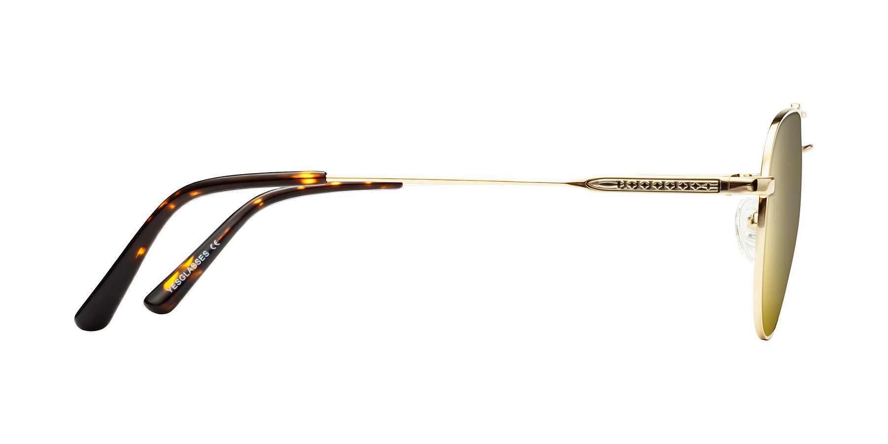 Side of Richard in Gold with Gold Mirrored Lenses