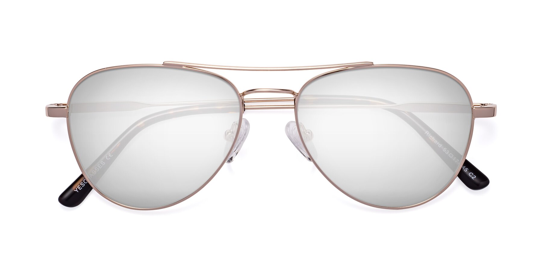 Folded Front of Richard in Gold with Silver Mirrored Lenses