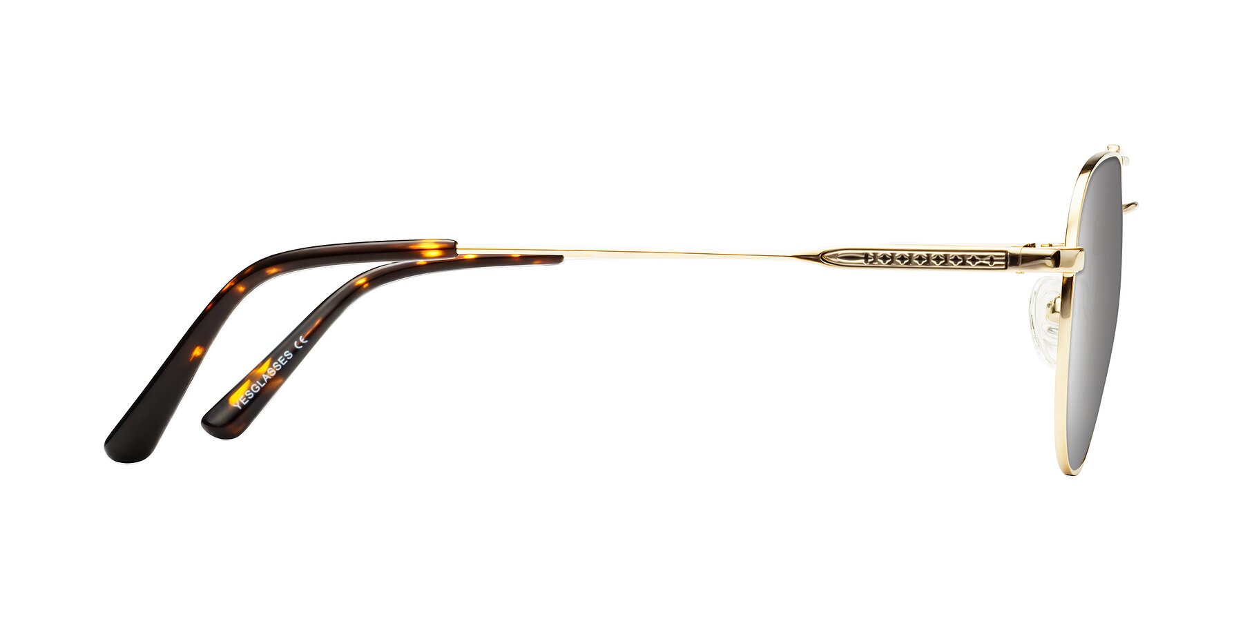 Side of Richard in Gold with Silver Mirrored Lenses