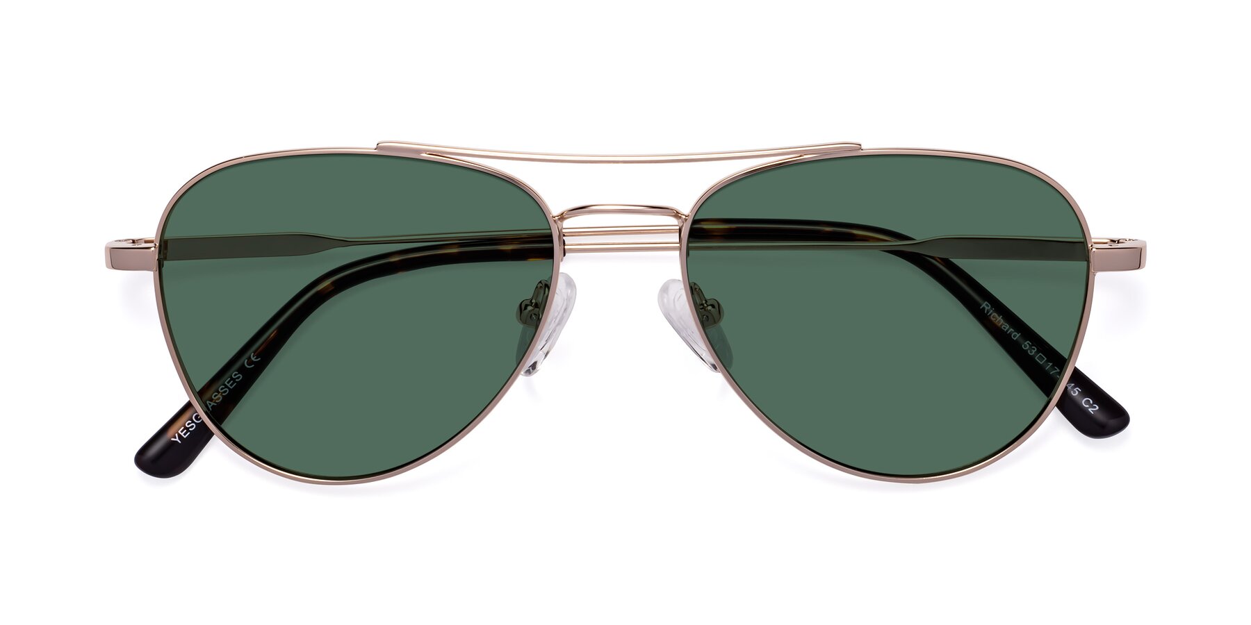 Folded Front of Richard in Gold with Green Polarized Lenses