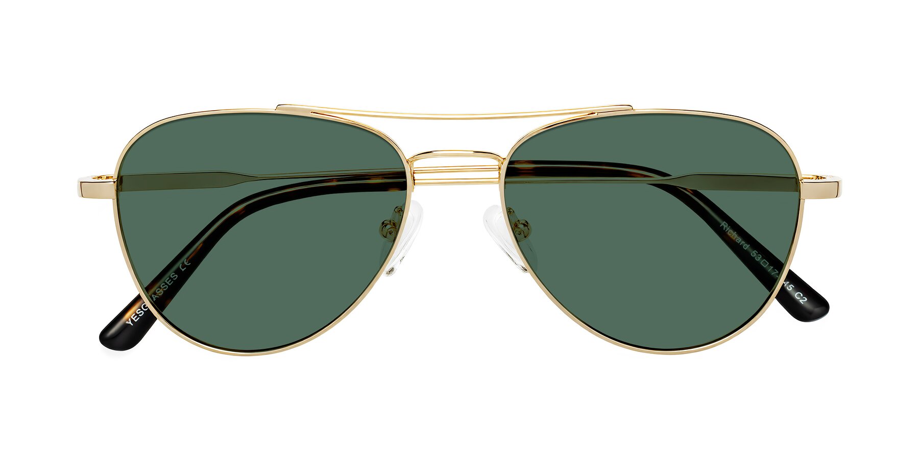 Folded Front of Richard in Gold with Green Polarized Lenses