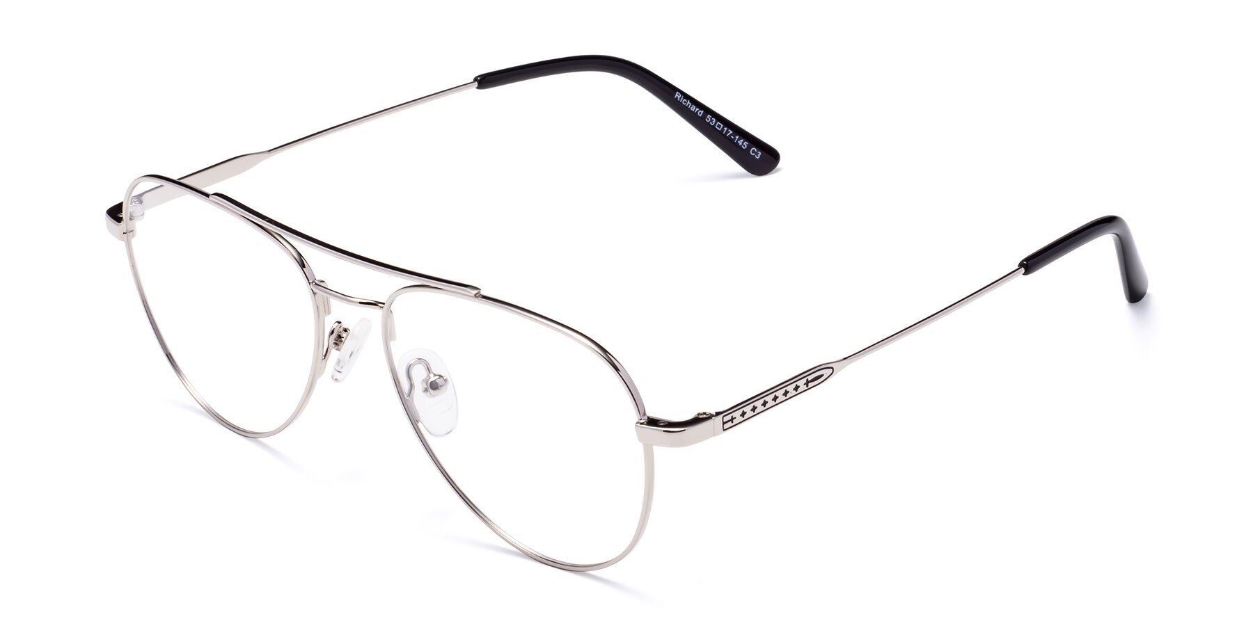 Angle of Richard in Silver with Clear Eyeglass Lenses