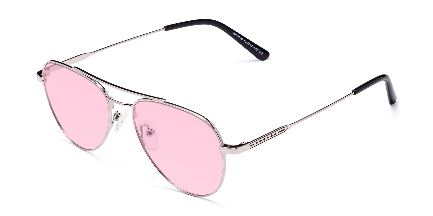 Angle of Richard in Silver with Light Pink Tinted Lenses