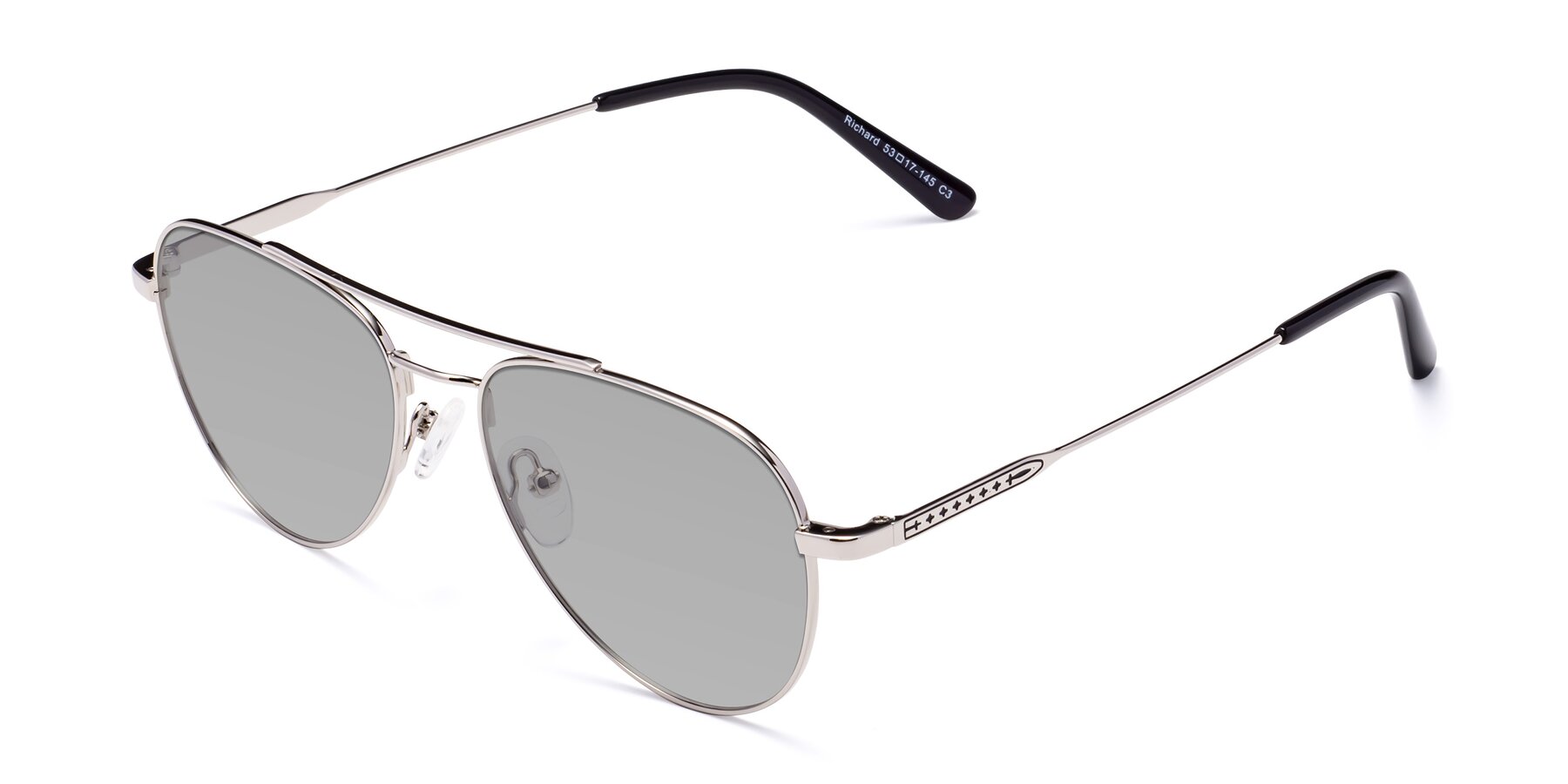 Angle of Richard in Silver with Light Gray Tinted Lenses