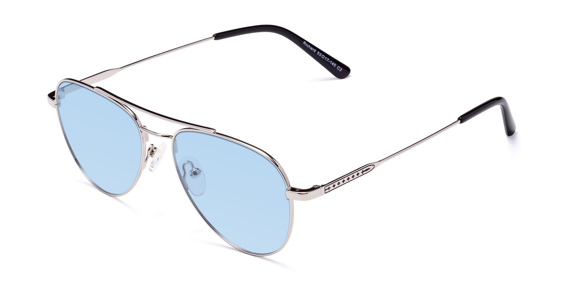 Angle of Richard in Silver with Light Blue Tinted Lenses