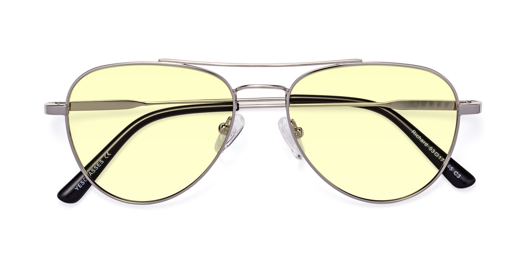 Folded Front of Richard in Silver with Light Yellow Tinted Lenses