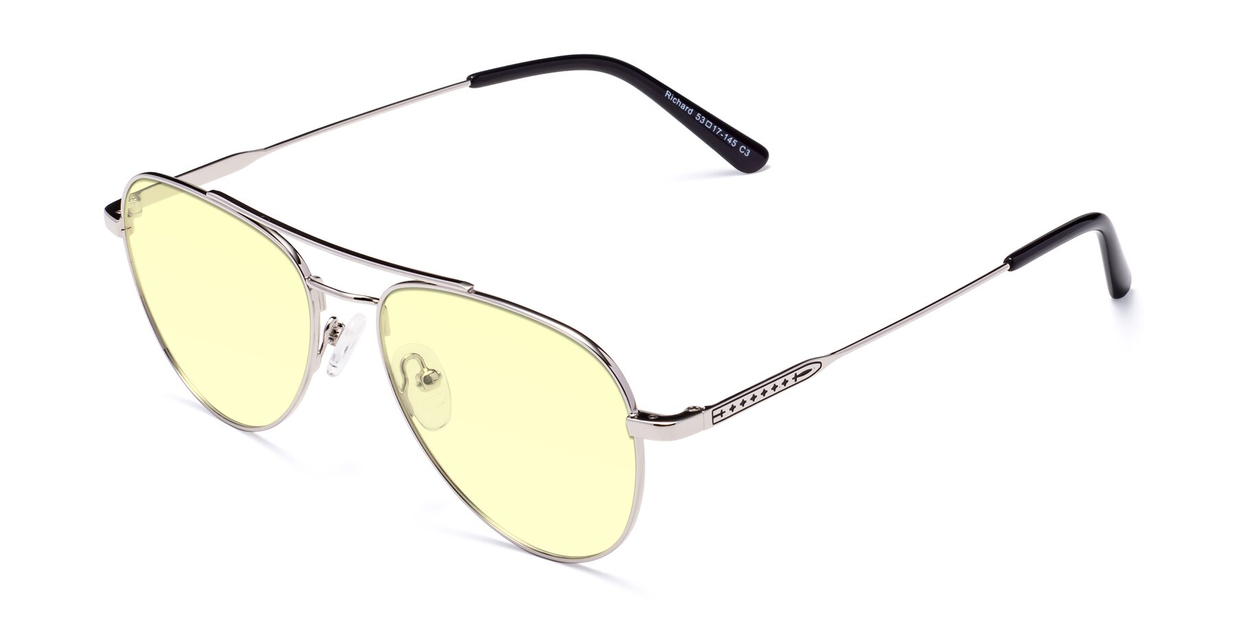 Angle of Richard in Silver with Light Yellow Tinted Lenses