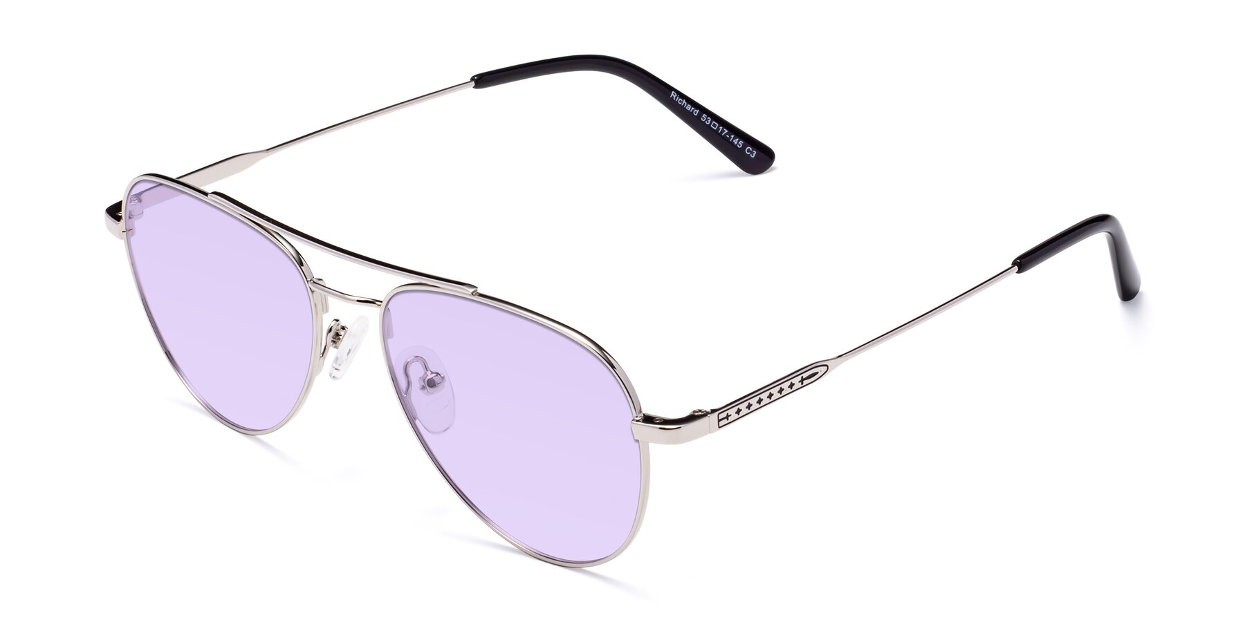 Angle of Richard in Silver with Light Purple Tinted Lenses