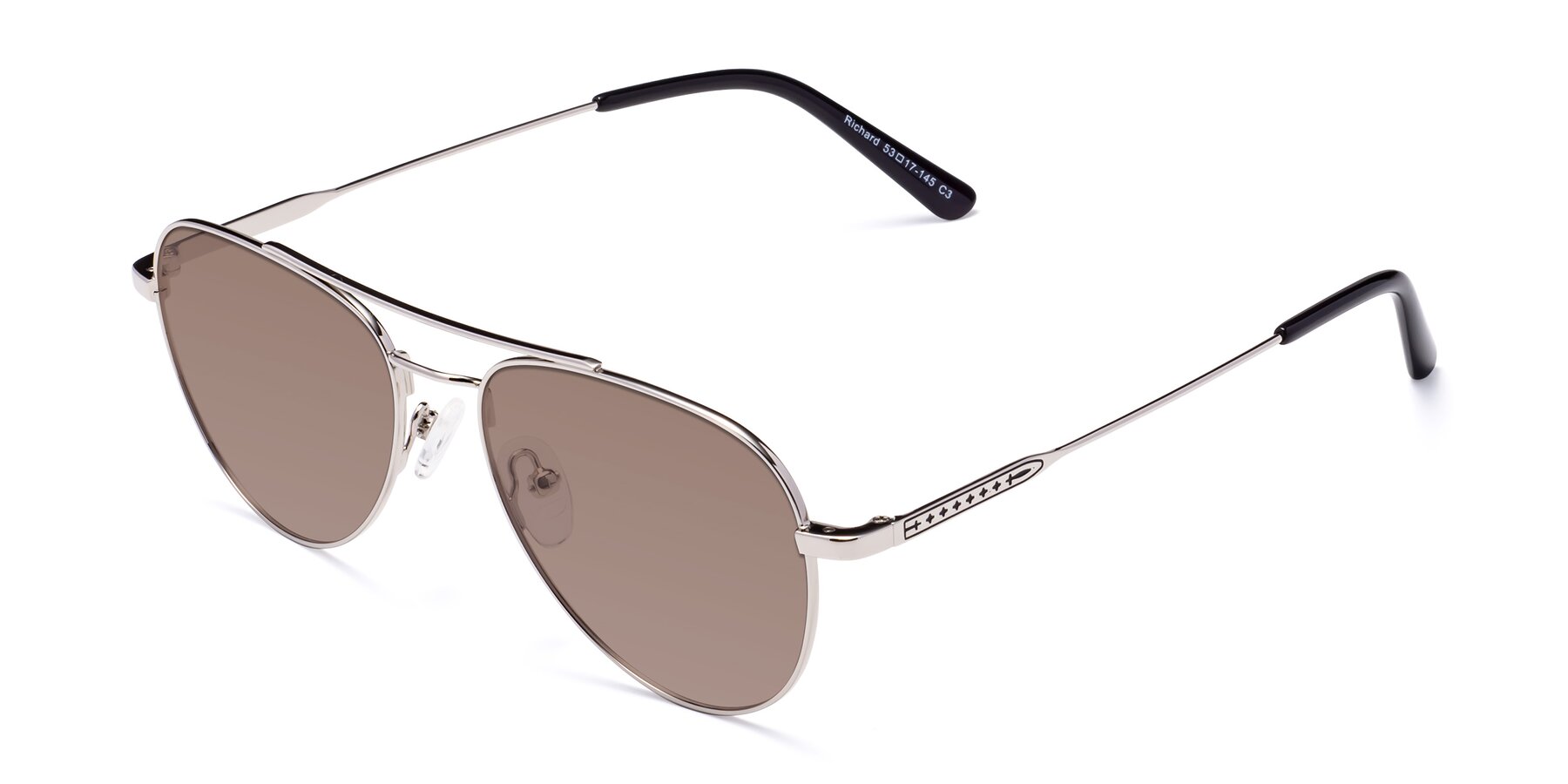 Angle of Richard in Silver with Medium Brown Tinted Lenses