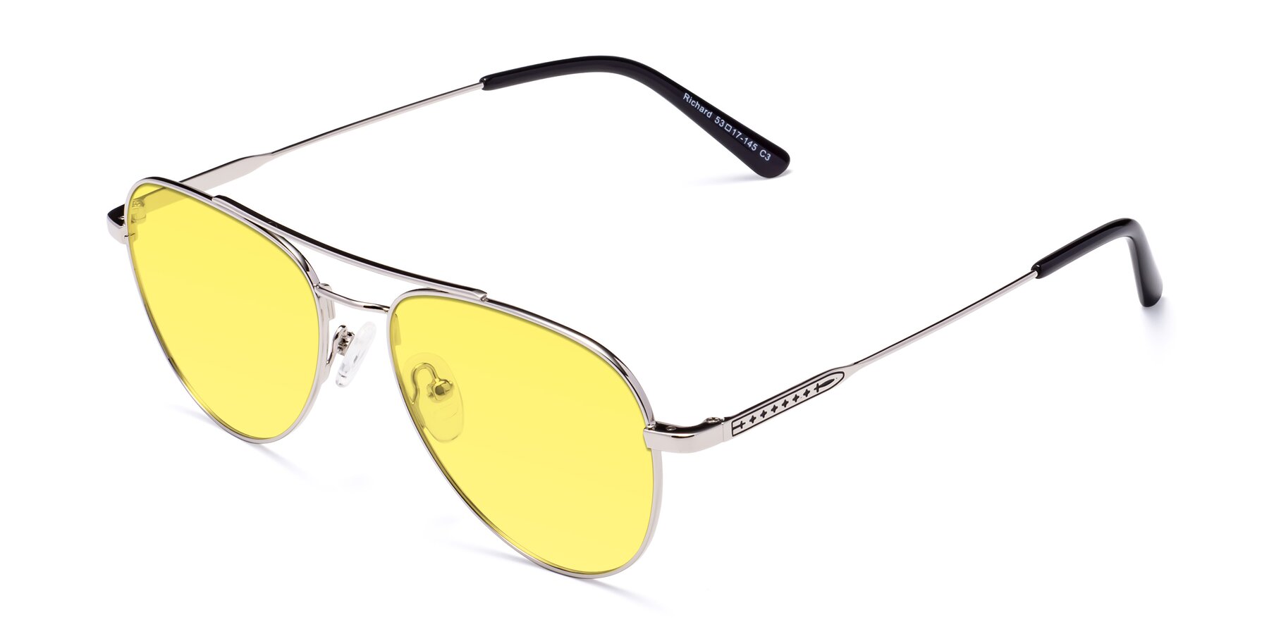 Angle of Richard in Silver with Medium Yellow Tinted Lenses