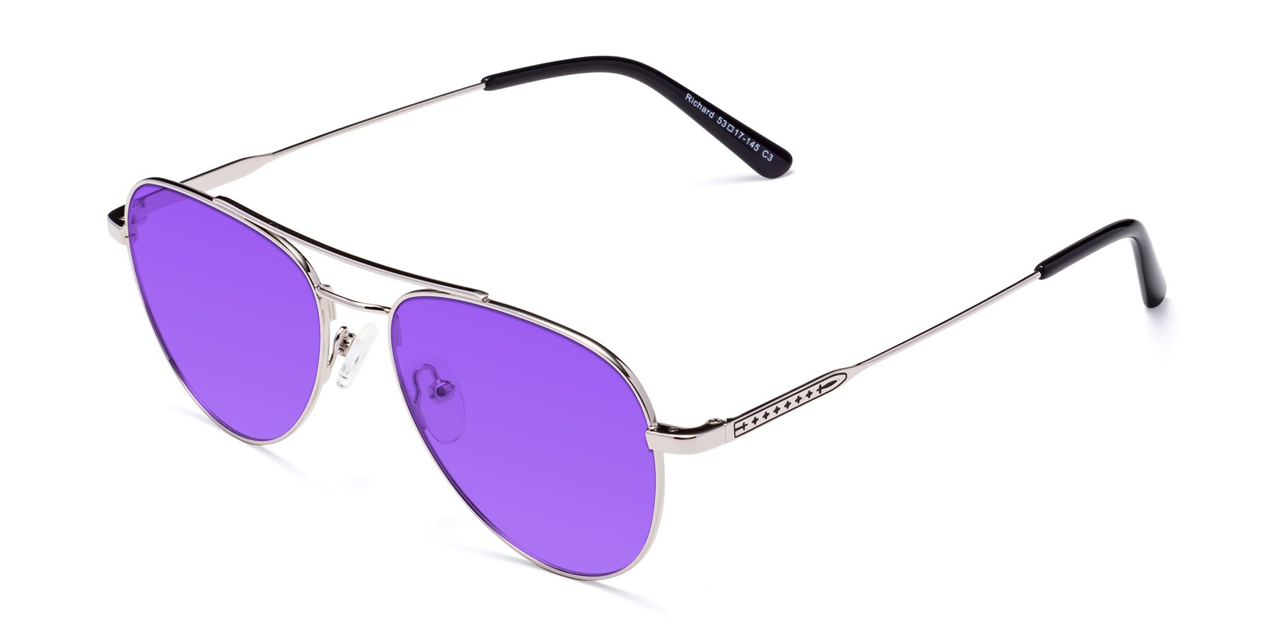 Angle of Richard in Silver with Purple Tinted Lenses
