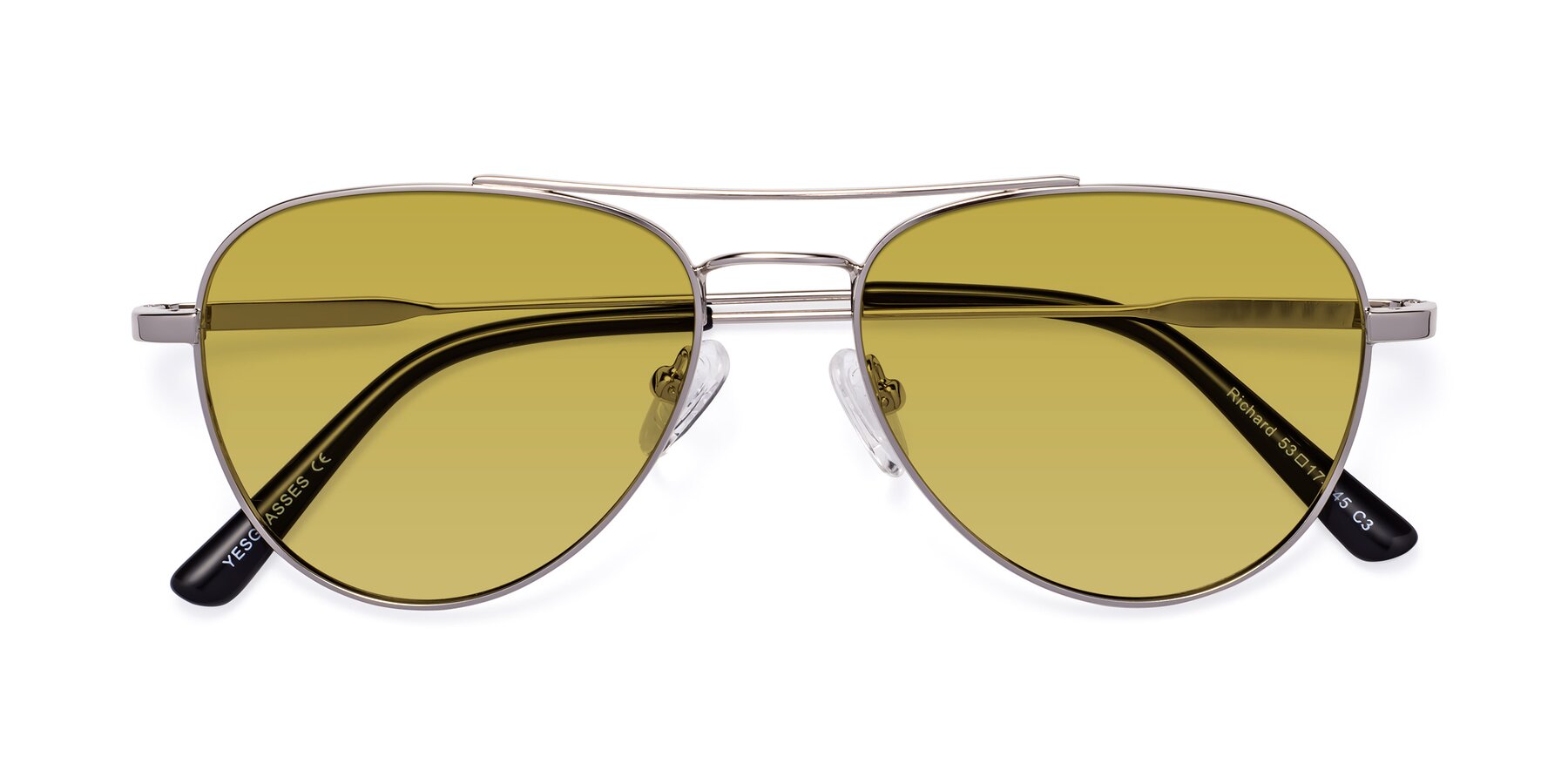 Folded Front of Richard in Silver with Champagne Tinted Lenses