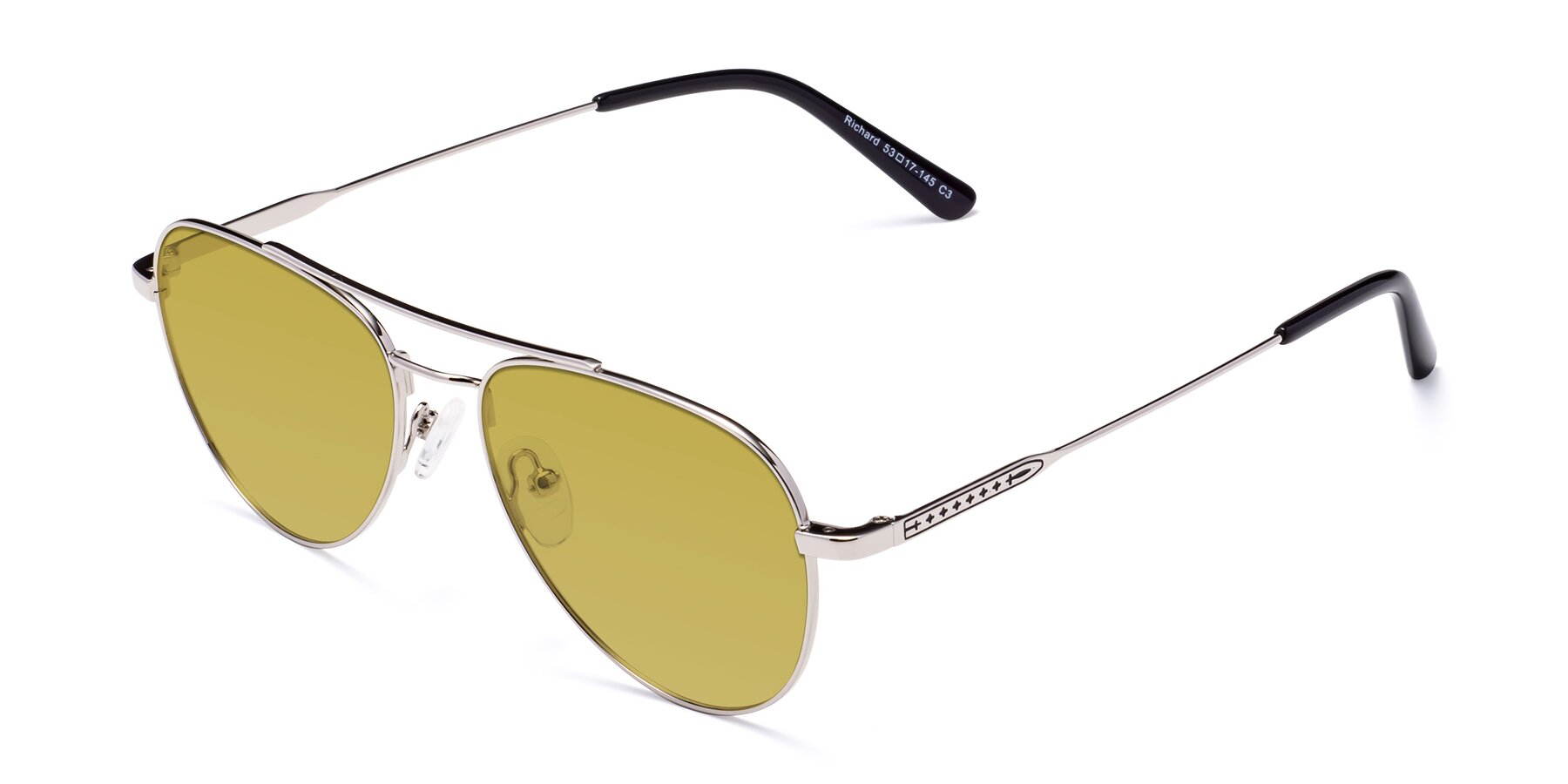 Angle of Richard in Silver with Champagne Tinted Lenses