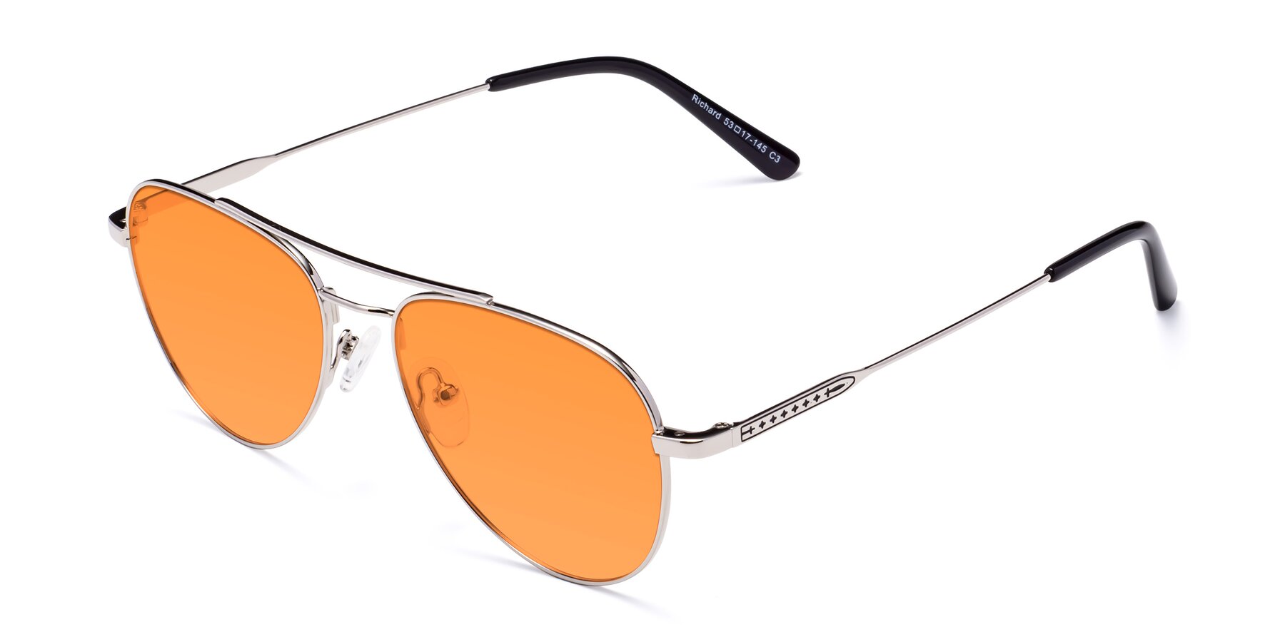 Angle of Richard in Silver with Orange Tinted Lenses