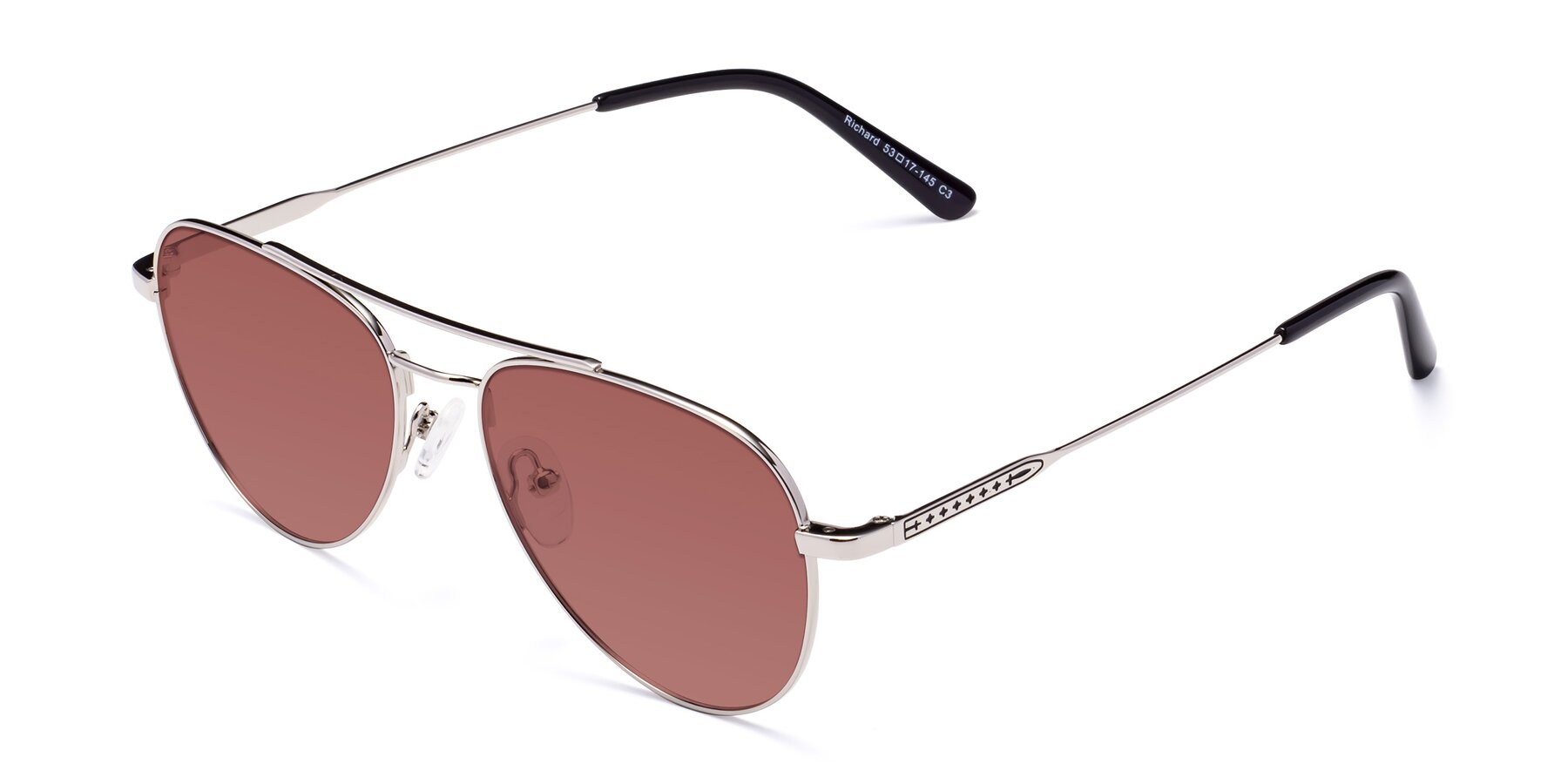 Angle of Richard in Silver with Garnet Tinted Lenses