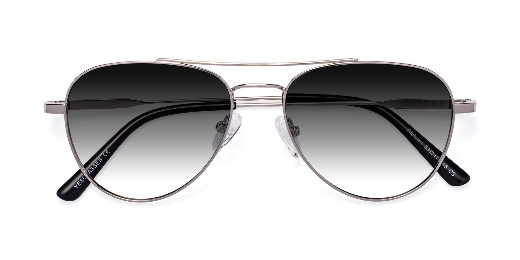 Folded Front of Richard in Silver with Gray Gradient Lenses