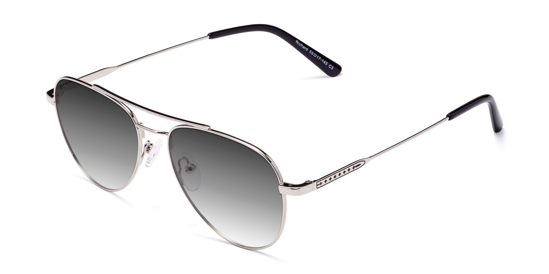 Angle of Richard in Silver with Gray Gradient Lenses