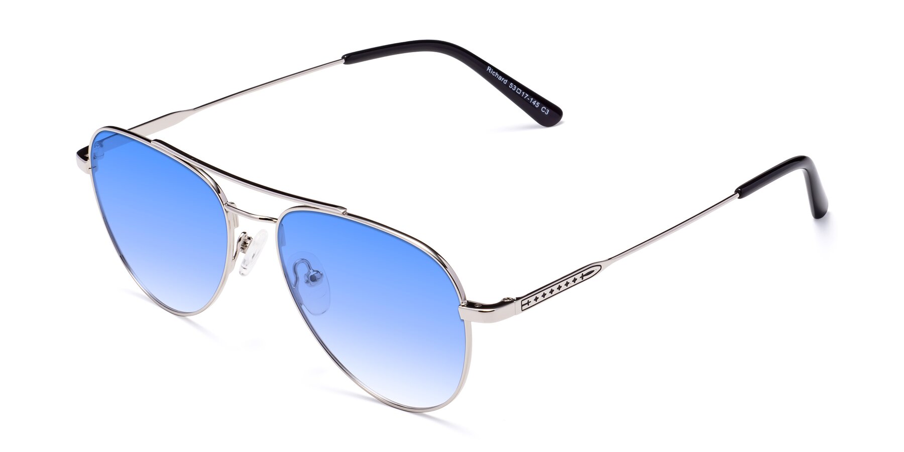 Angle of Richard in Silver with Blue Gradient Lenses