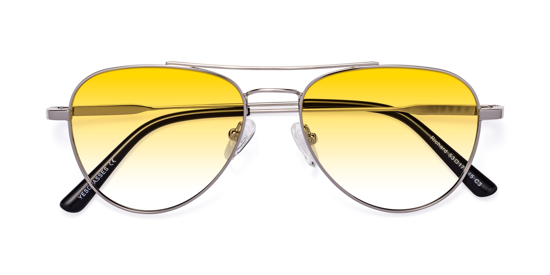 Folded Front of Richard in Silver with Yellow Gradient Lenses