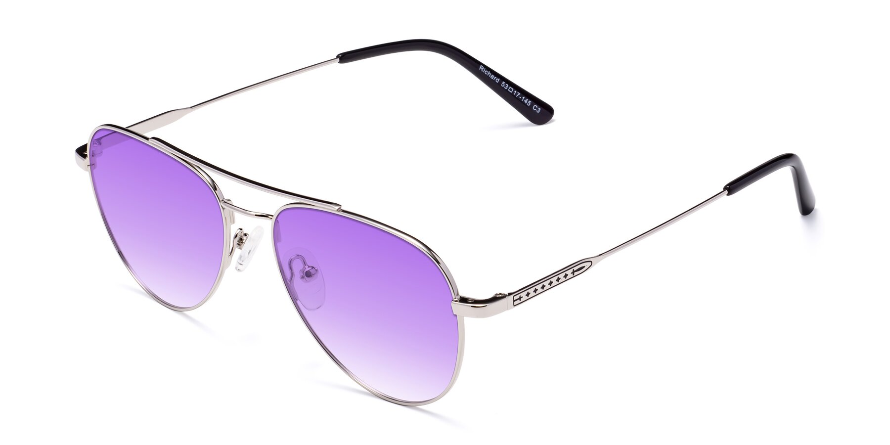 Angle of Richard in Silver with Purple Gradient Lenses