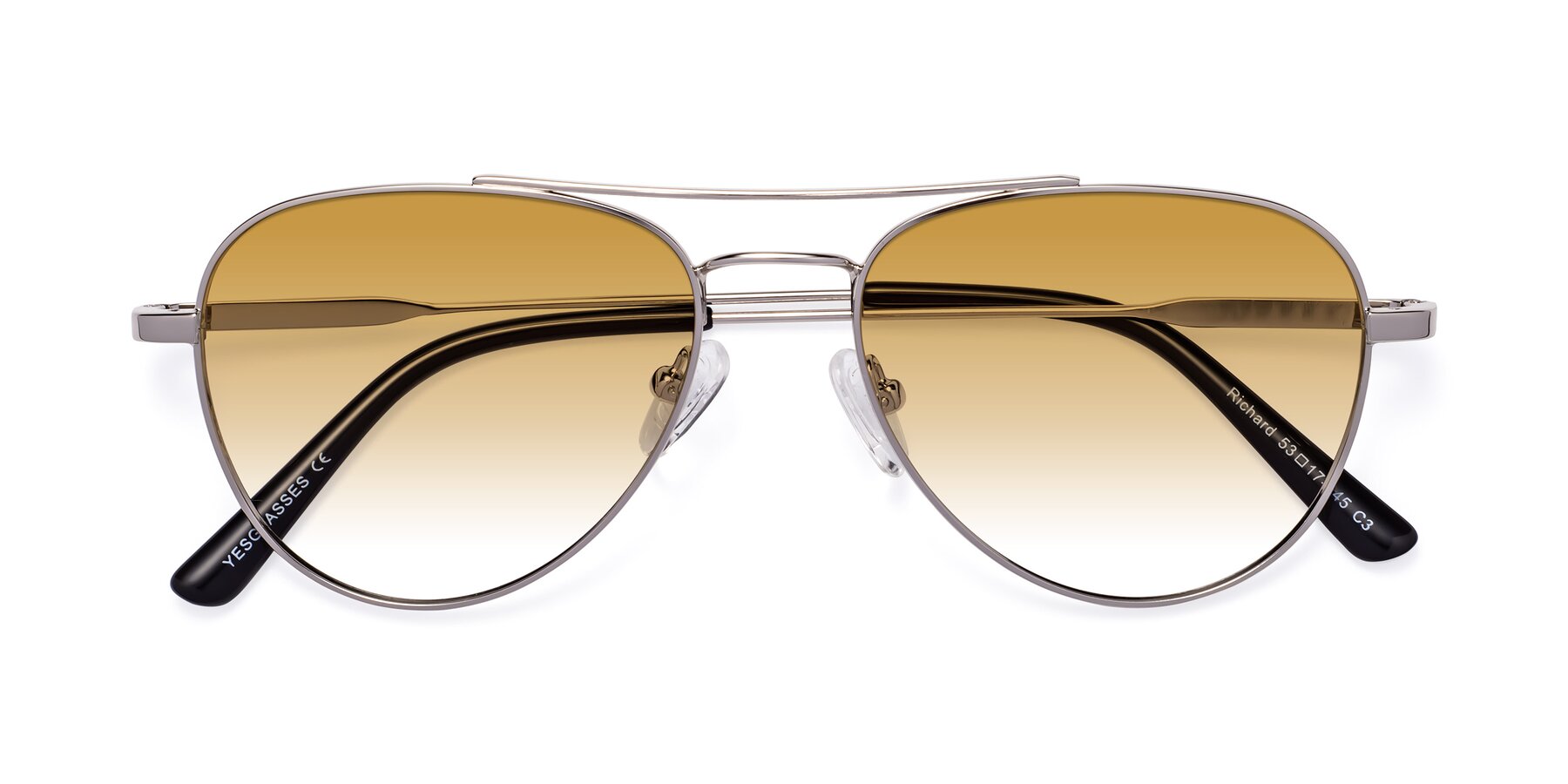 Folded Front of Richard in Silver with Champagne Gradient Lenses