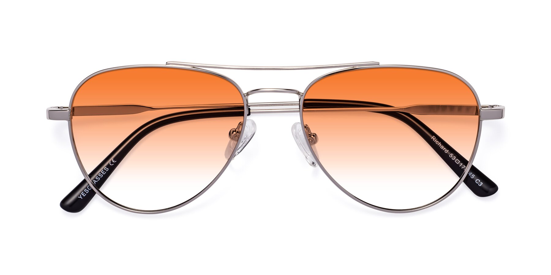 Folded Front of Richard in Silver with Orange Gradient Lenses