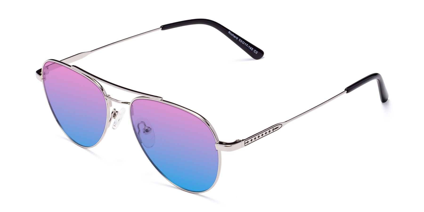 Angle of Richard in Silver with Pink / Blue Gradient Lenses