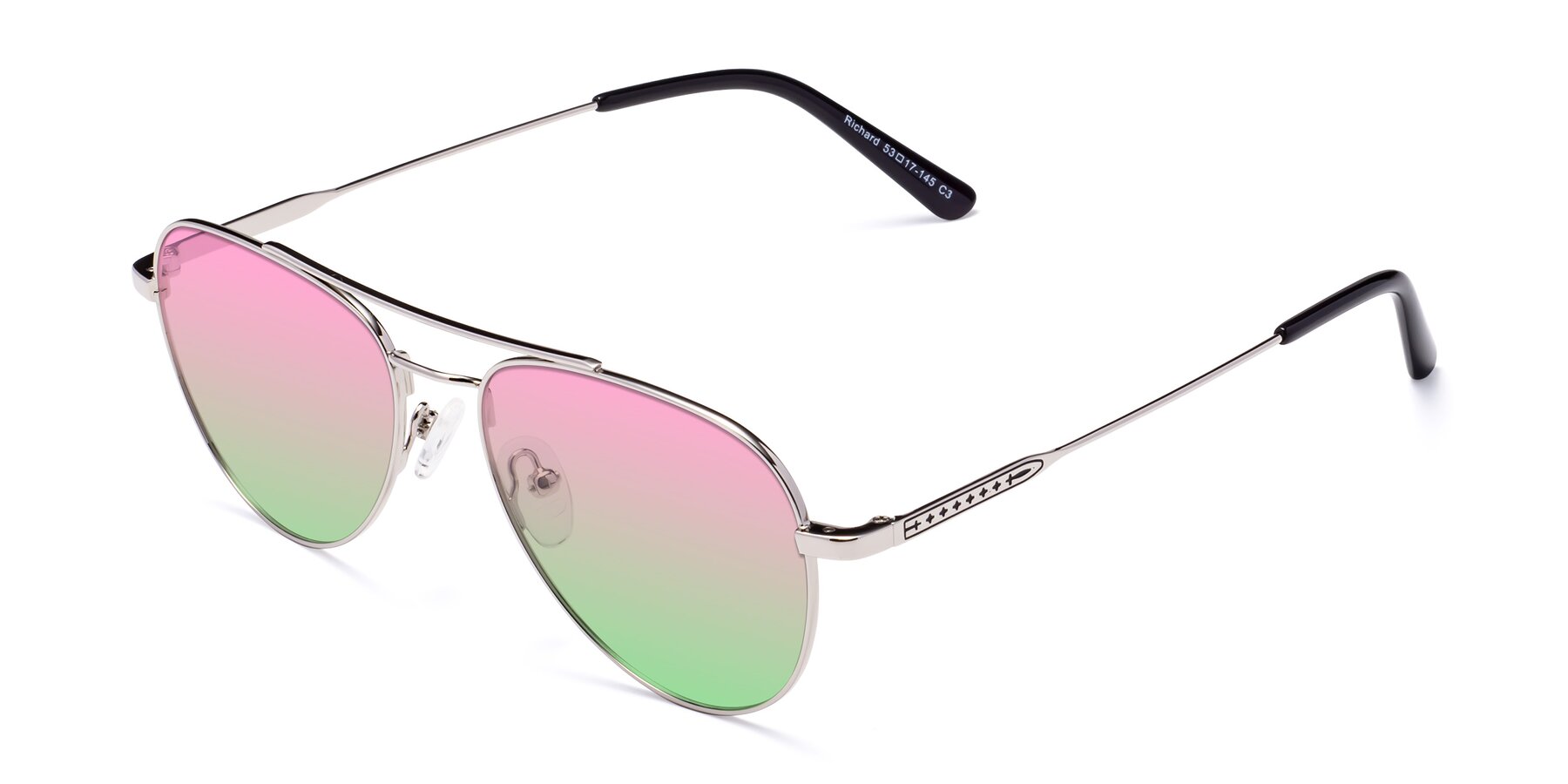 Angle of Richard in Silver with Pink / Green Gradient Lenses