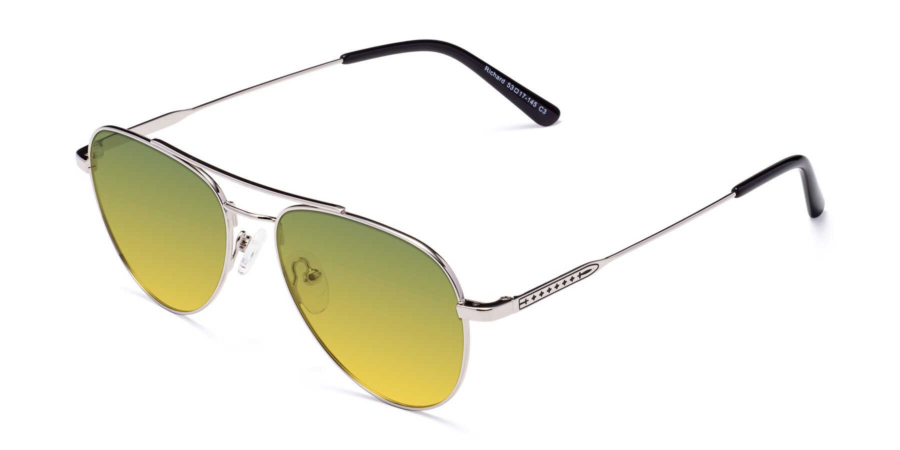 Angle of Richard in Silver with Green / Yellow Gradient Lenses