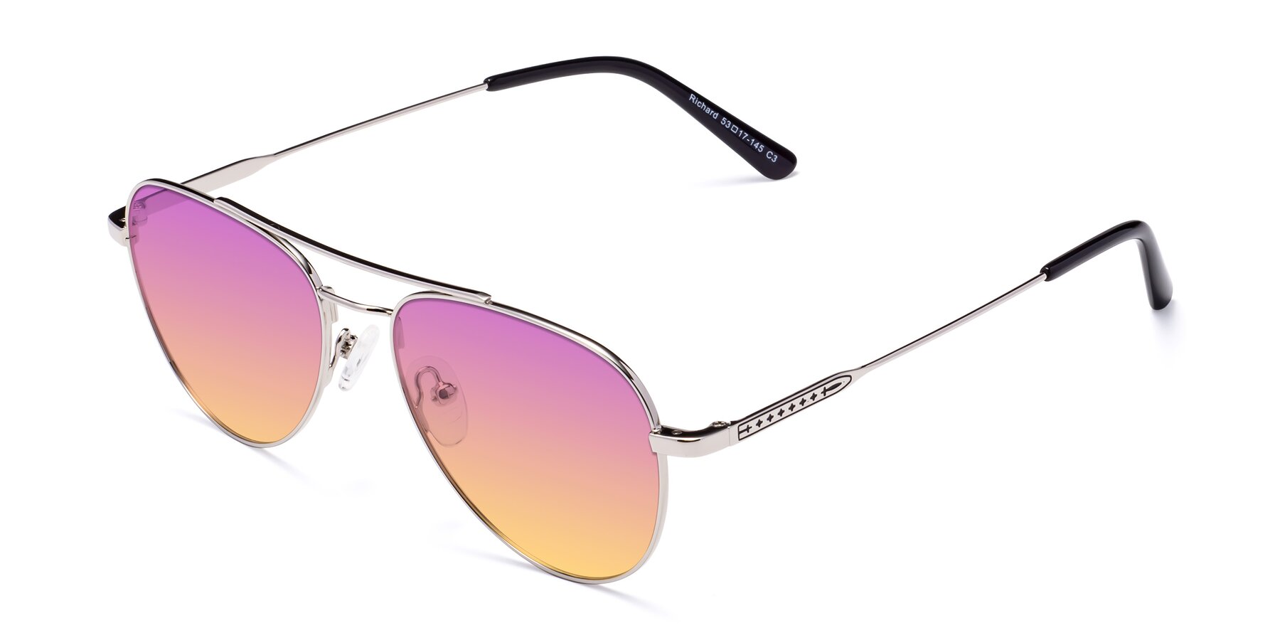 Angle of Richard in Silver with Purple / Yellow Gradient Lenses