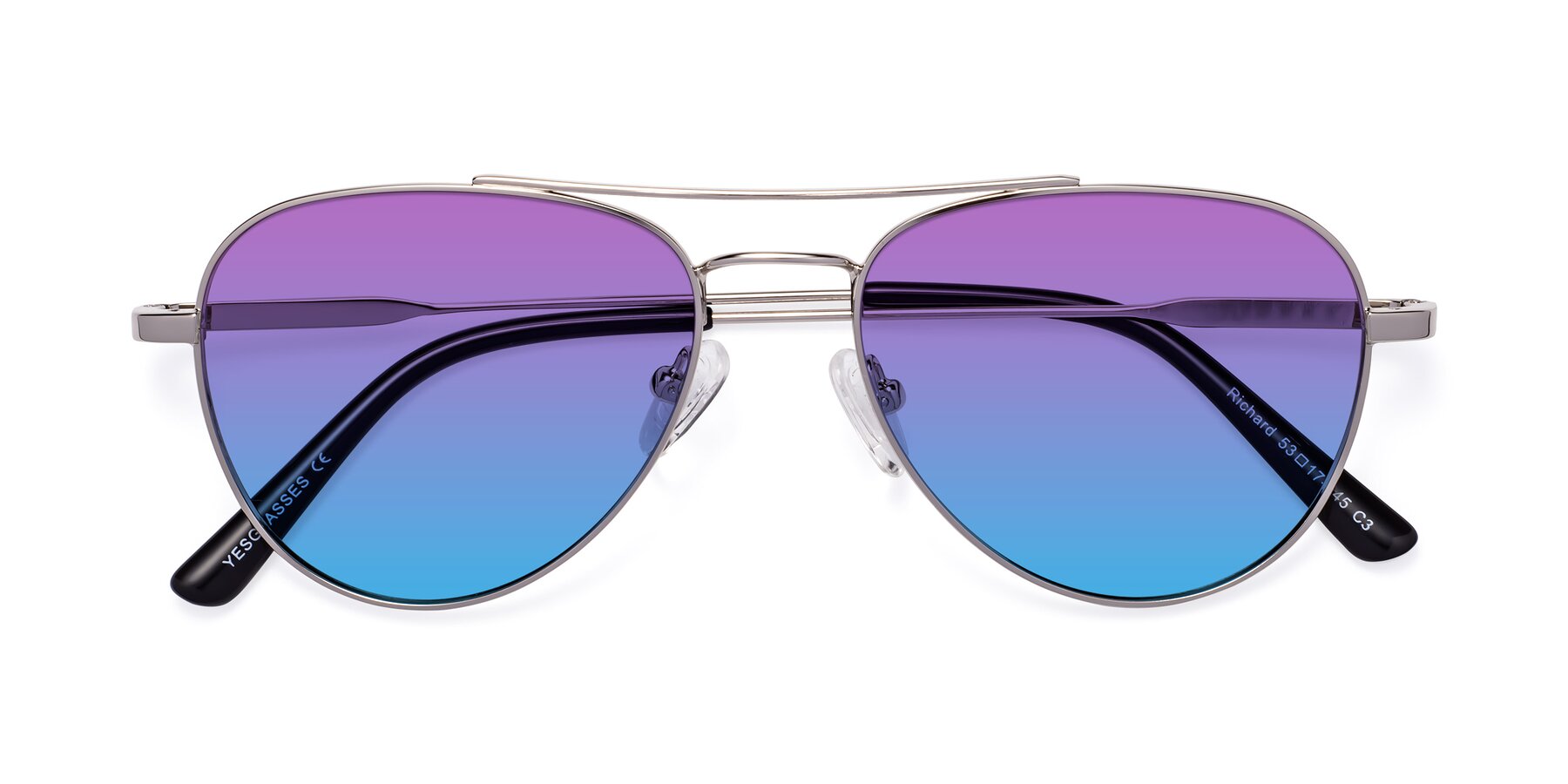 Folded Front of Richard in Silver with Purple / Blue Gradient Lenses