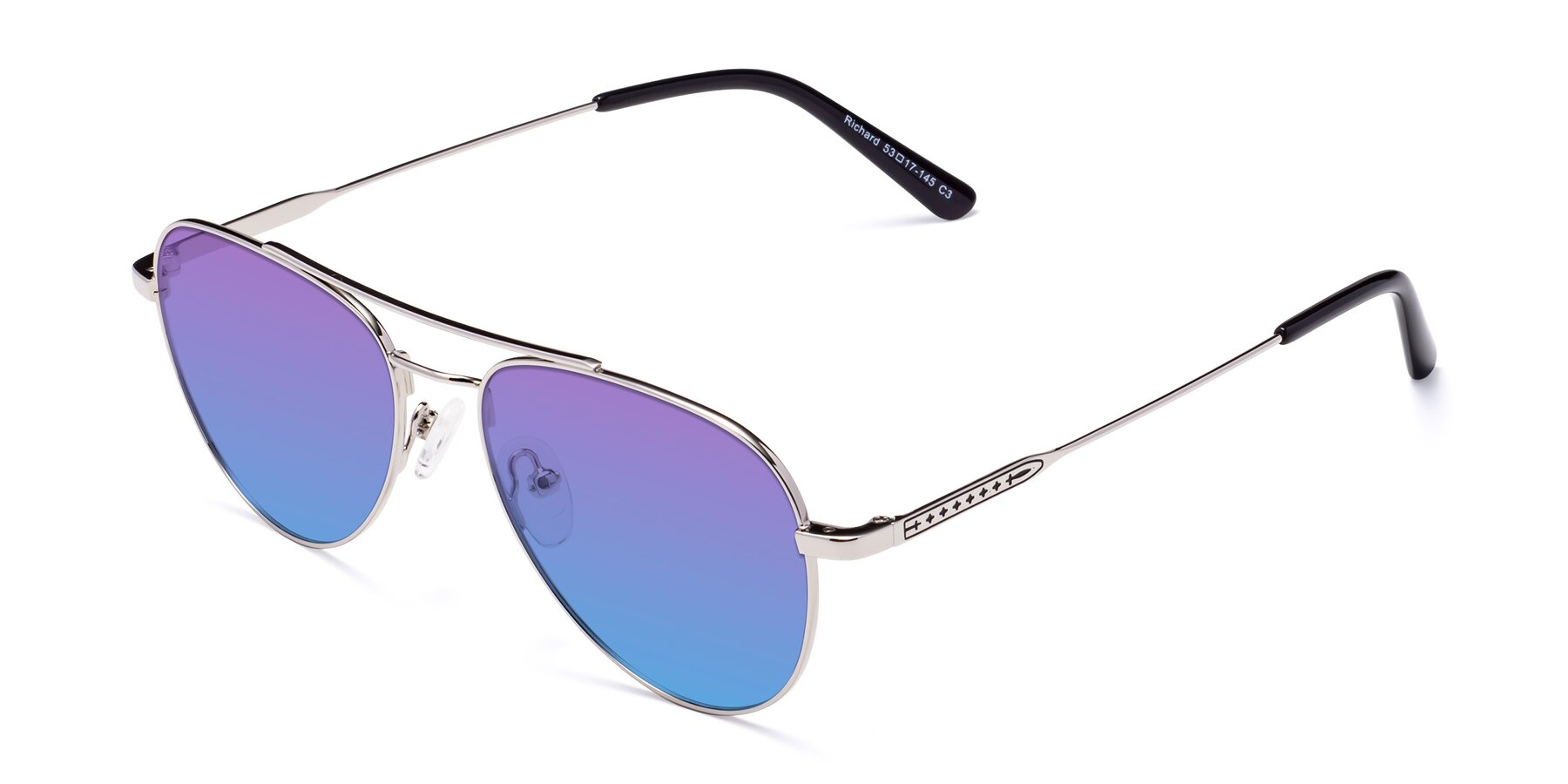 Angle of Richard in Silver with Purple / Blue Gradient Lenses