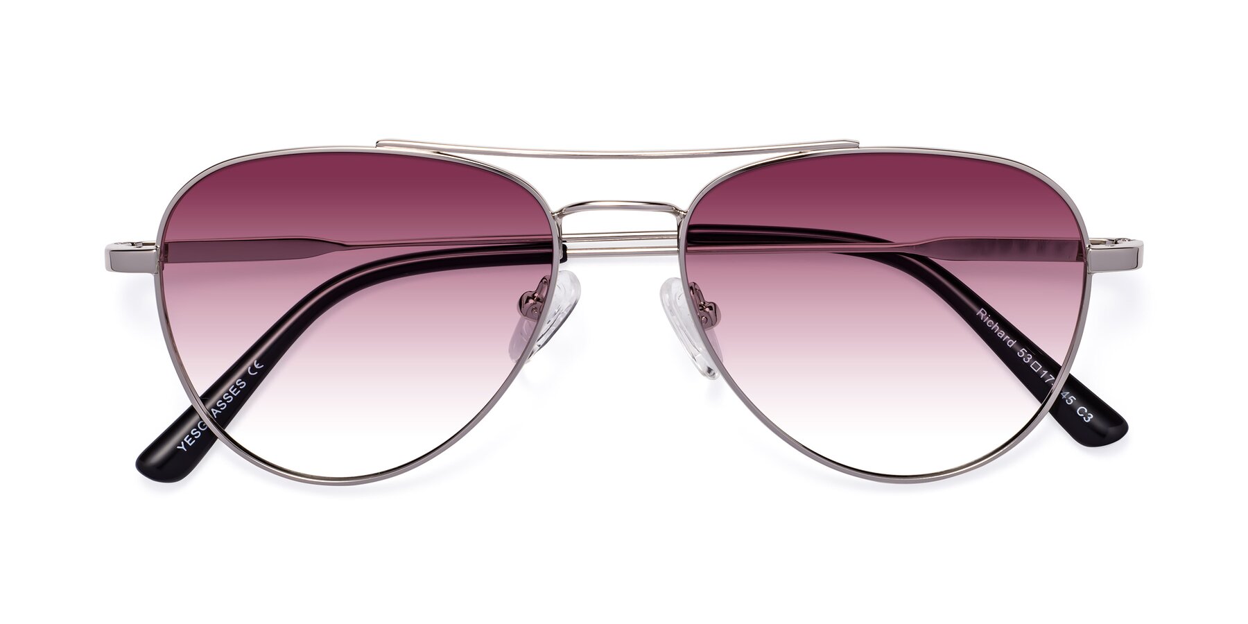 Folded Front of Richard in Silver with Wine Gradient Lenses