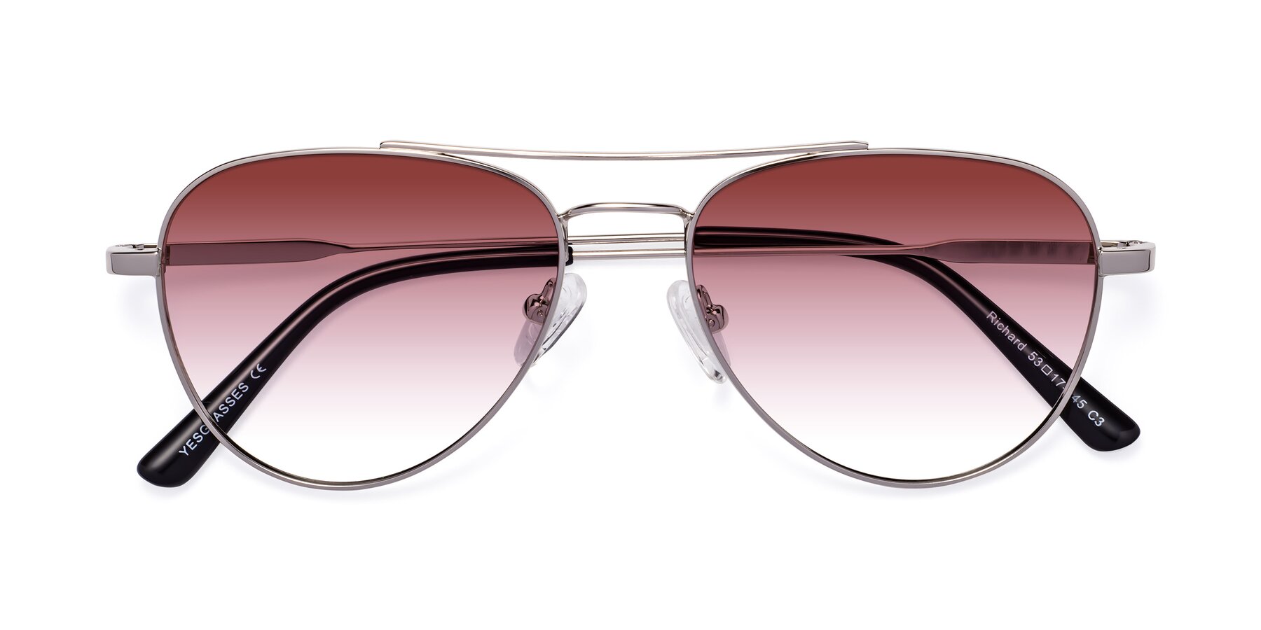 Folded Front of Richard in Silver with Garnet Gradient Lenses