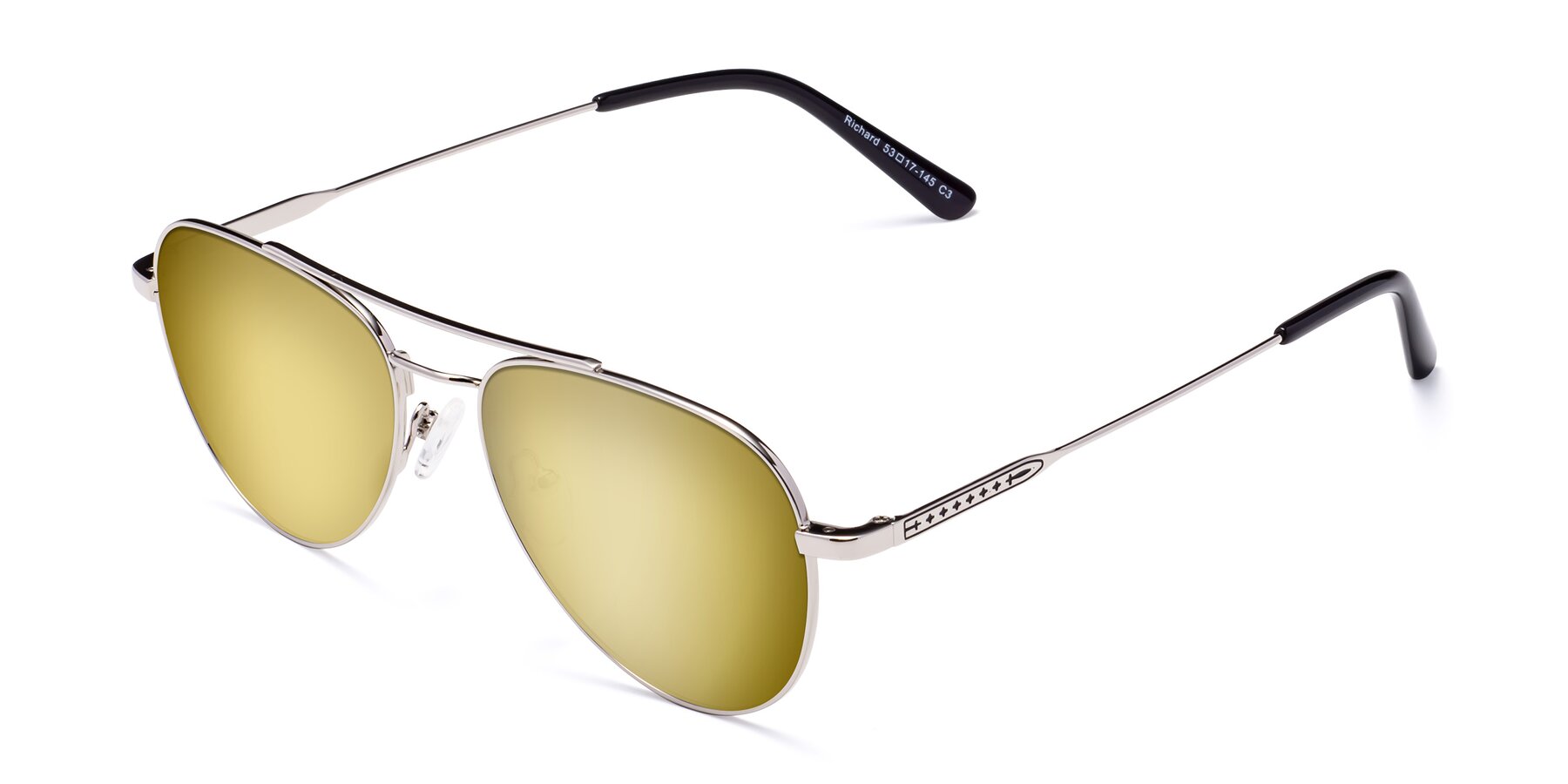 Angle of Richard in Silver with Gold Mirrored Lenses