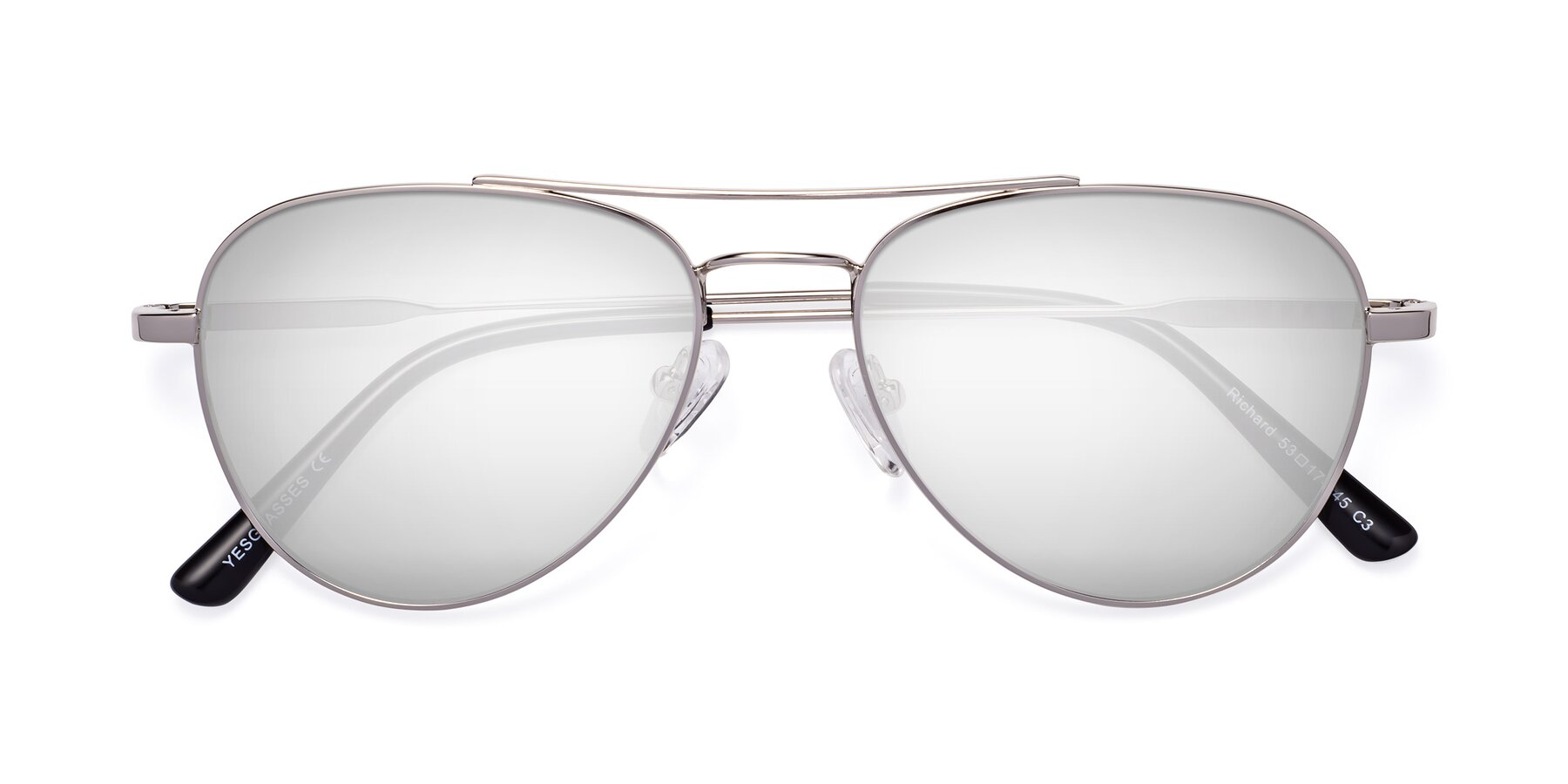 Folded Front of Richard in Silver with Silver Mirrored Lenses