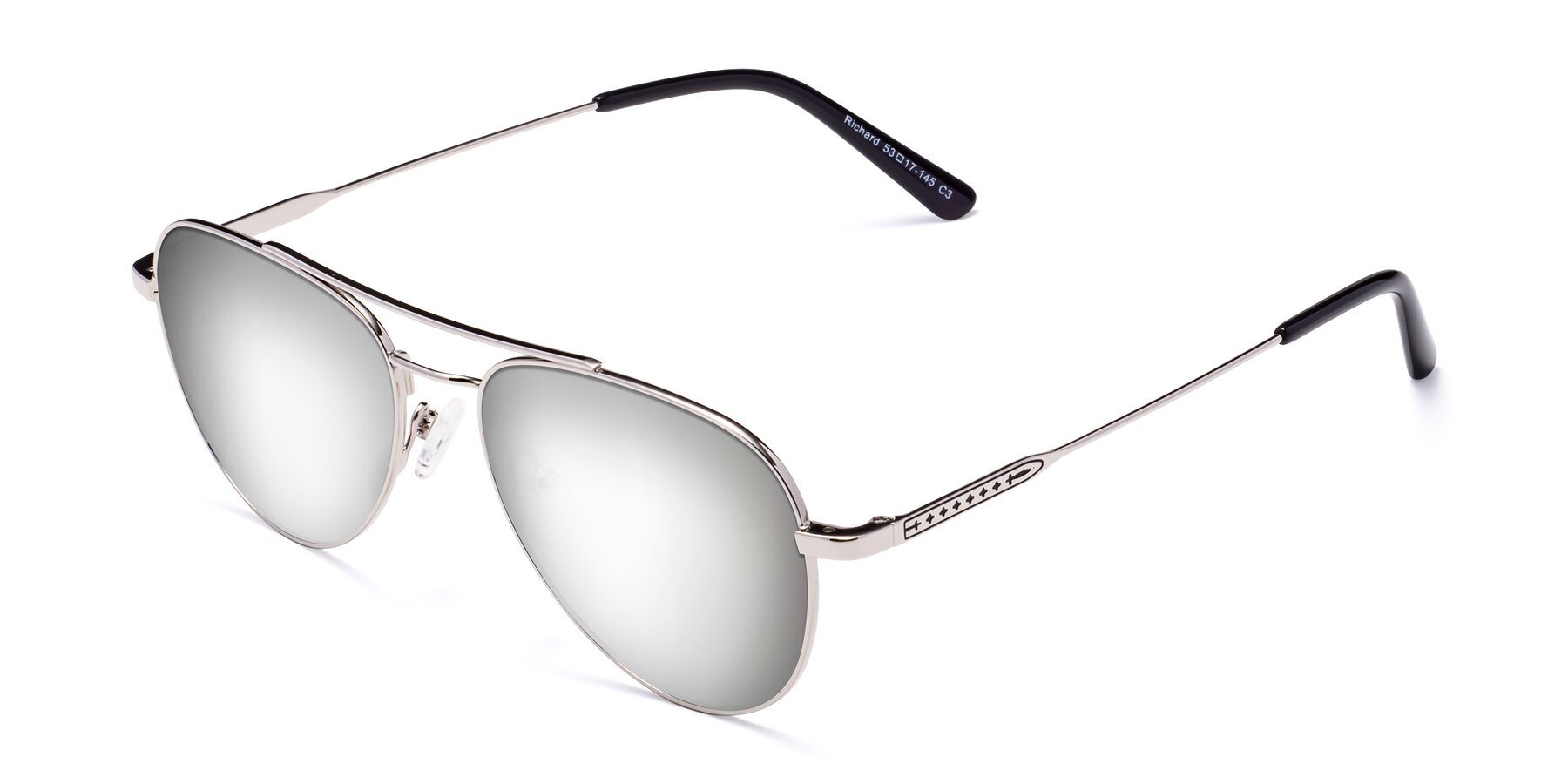 Angle of Richard in Silver with Silver Mirrored Lenses