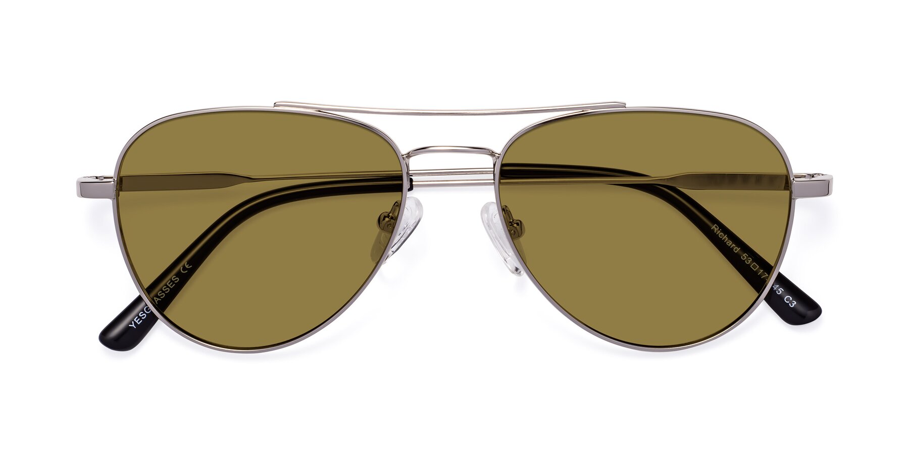 Folded Front of Richard in Silver with Brown Polarized Lenses