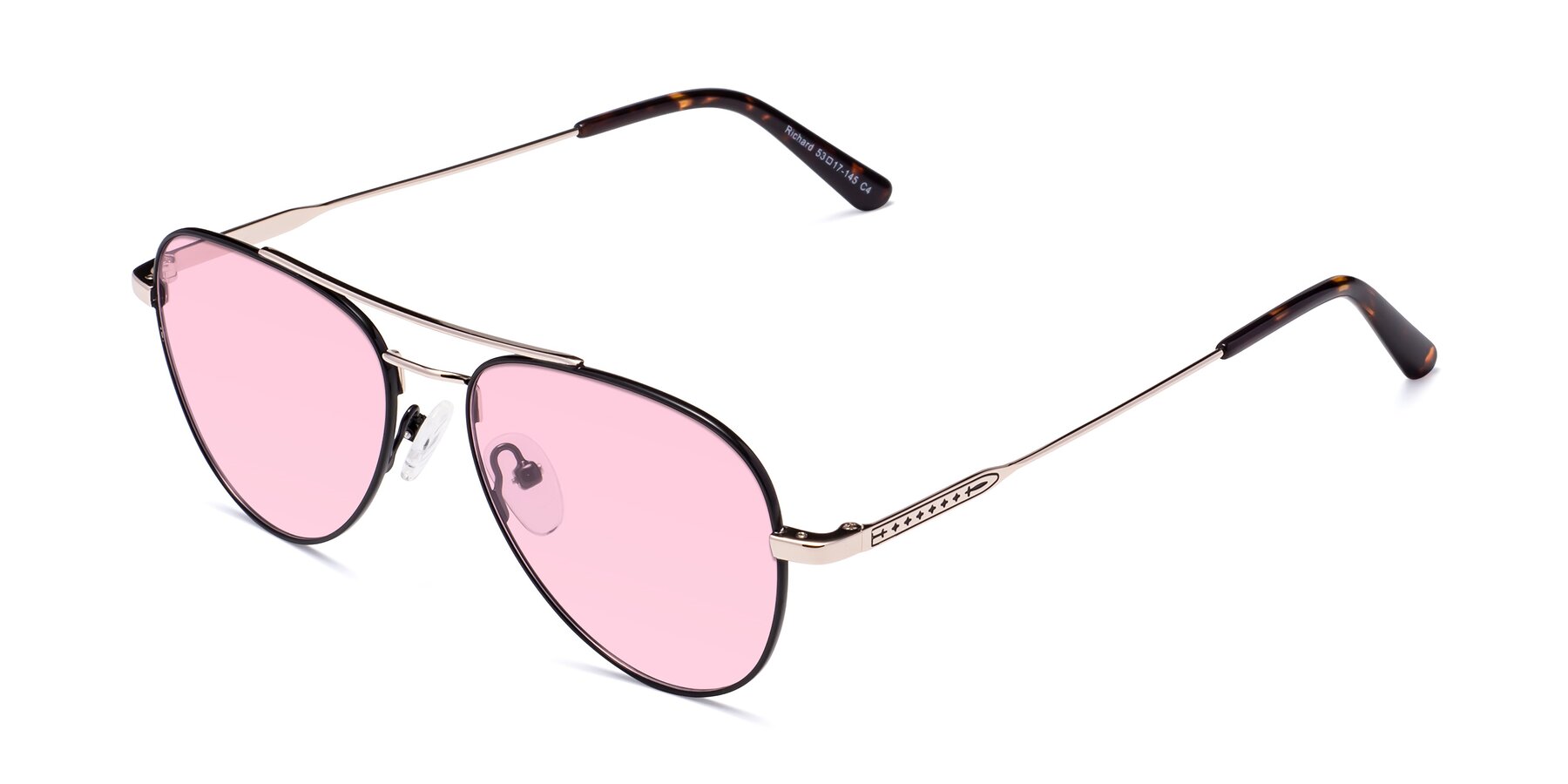 Angle of Richard in Black-Gold with Light Pink Tinted Lenses
