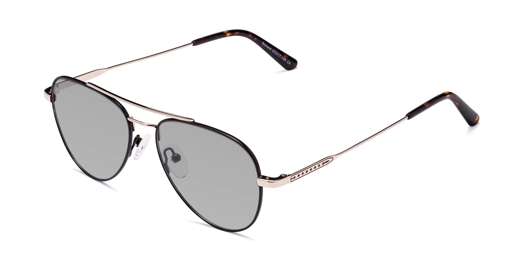 Angle of Richard in Black-Gold with Light Gray Tinted Lenses