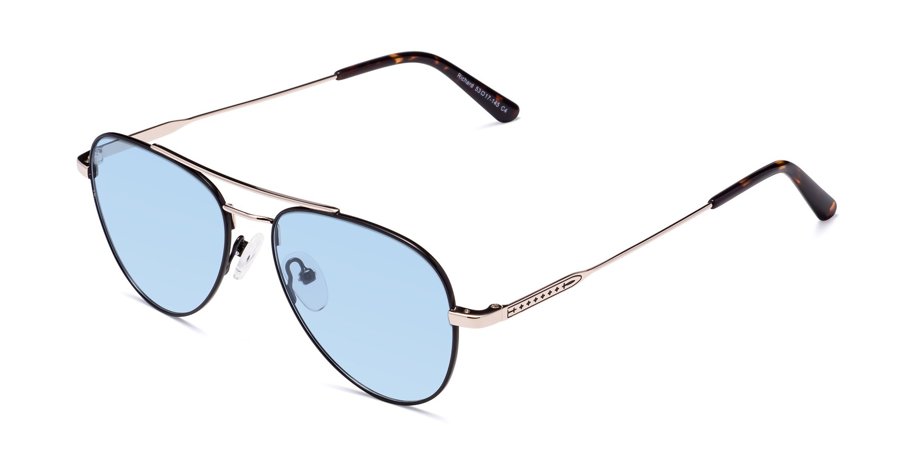 Angle of Richard in Black-Gold with Light Blue Tinted Lenses