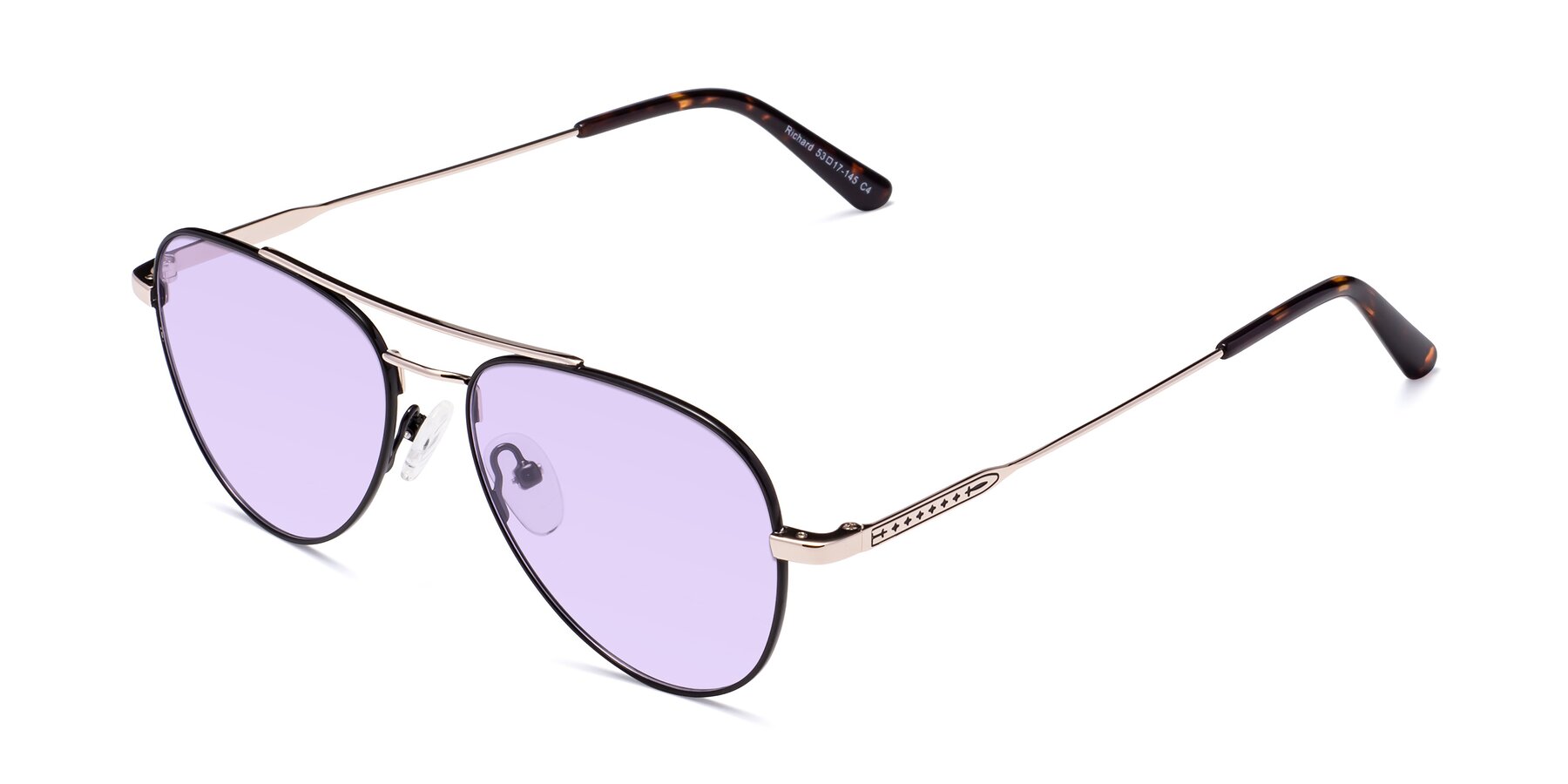 Angle of Richard in Black-Gold with Light Purple Tinted Lenses