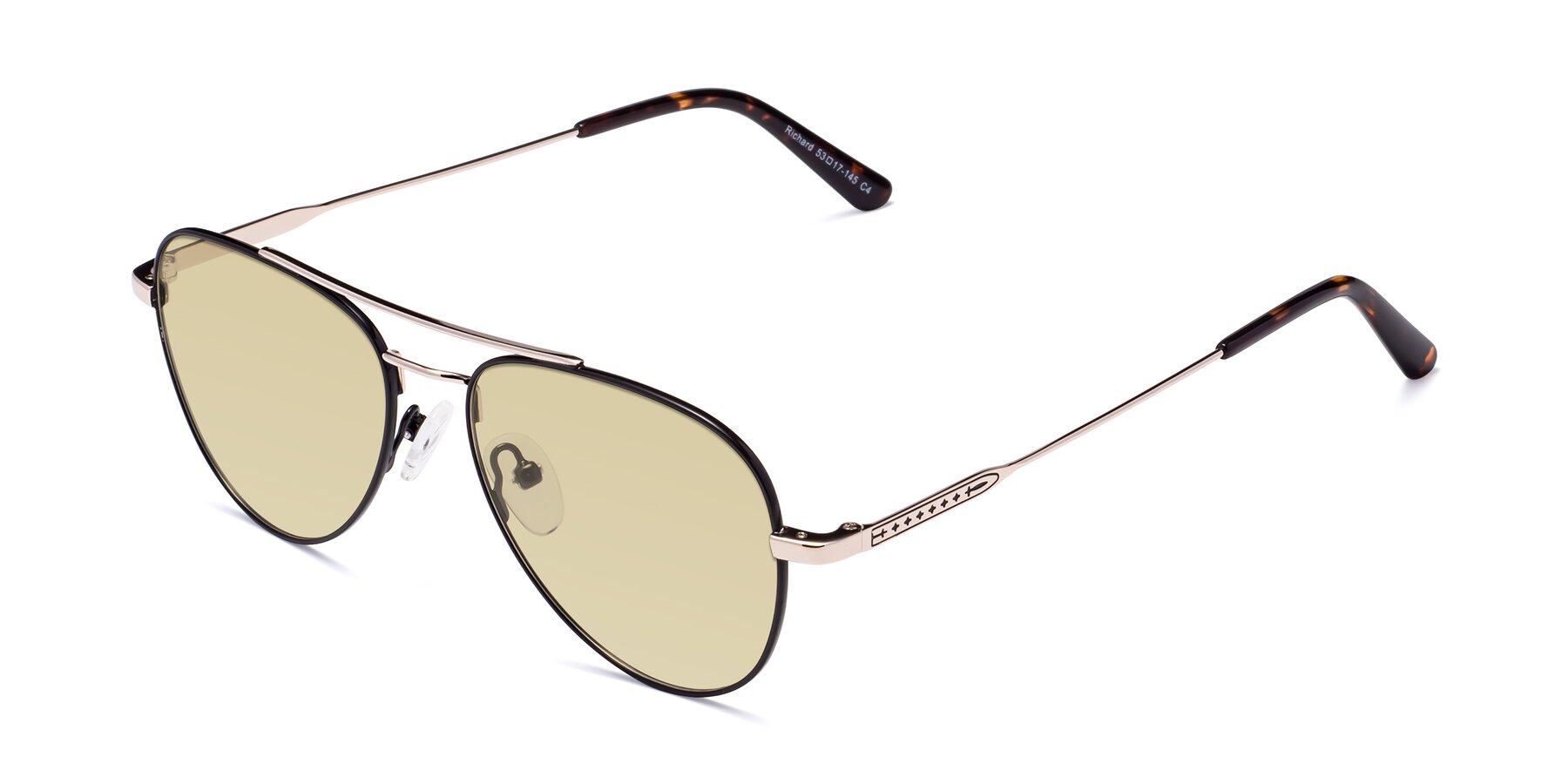Angle of Richard in Black-Gold with Light Champagne Tinted Lenses