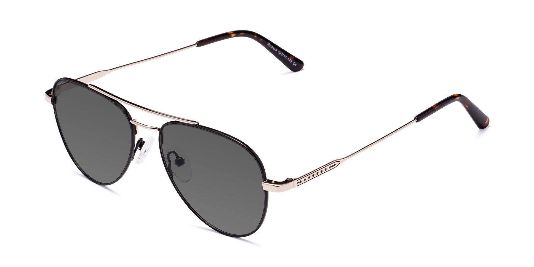 Angle of Richard in Black-Gold with Medium Gray Tinted Lenses