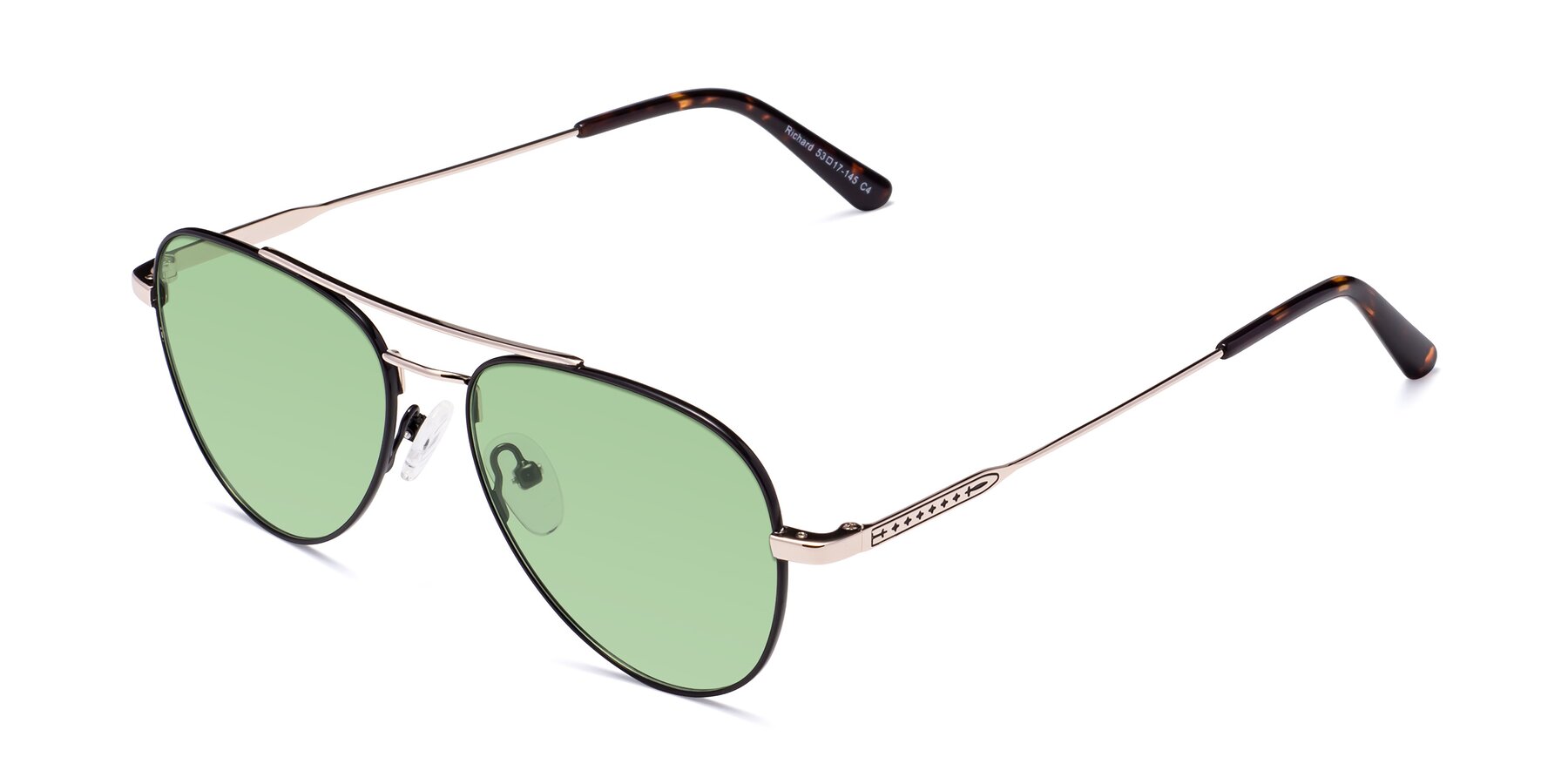 Angle of Richard in Black-Gold with Medium Green Tinted Lenses