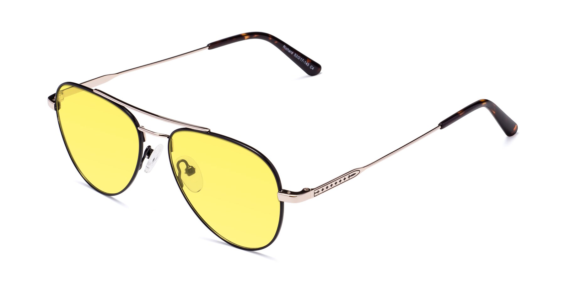 Angle of Richard in Black-Gold with Medium Yellow Tinted Lenses