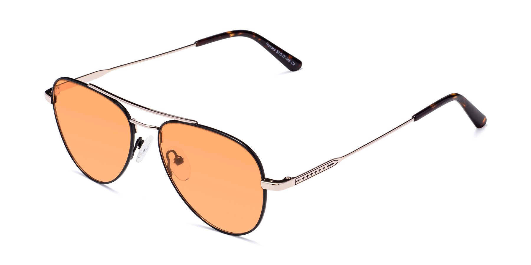 Angle of Richard in Black-Gold with Medium Orange Tinted Lenses