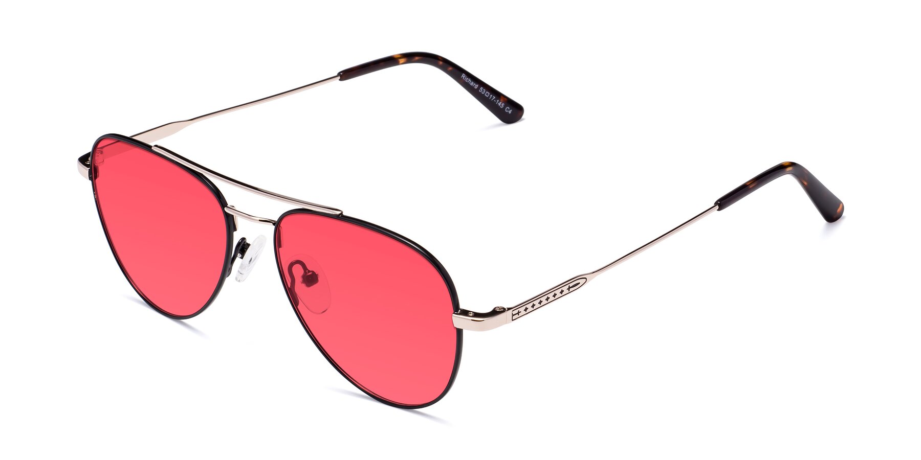 Angle of Richard in Black-Gold with Red Tinted Lenses