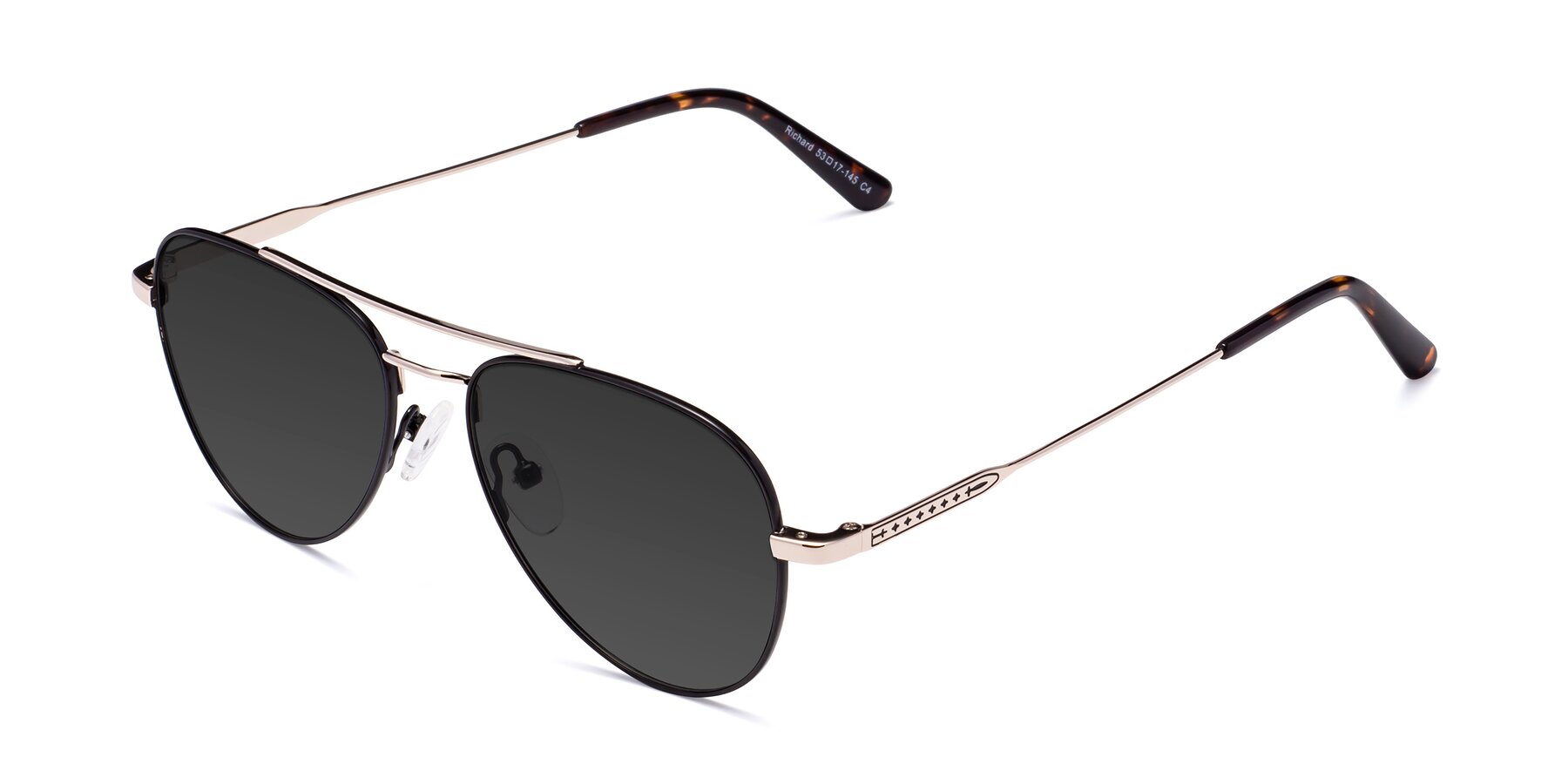 Angle of Richard in Black-Gold with Gray Tinted Lenses