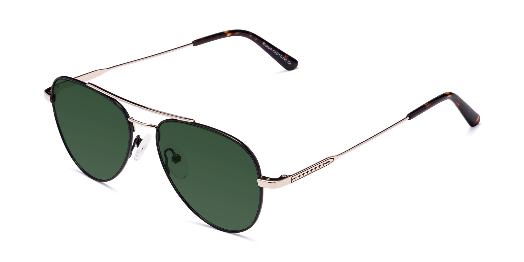 Angle of Richard in Black-Gold with Green Tinted Lenses